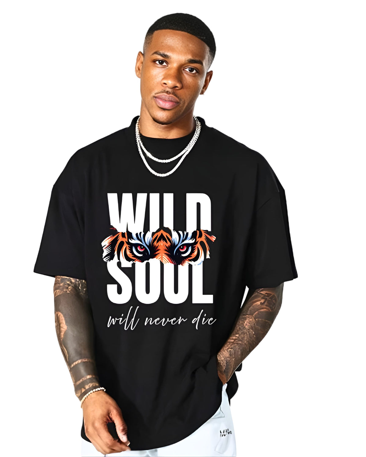 BRATMA Men Graphic Print, Typography, Solid Round Neck Pure Cotton Oversized T-shirt