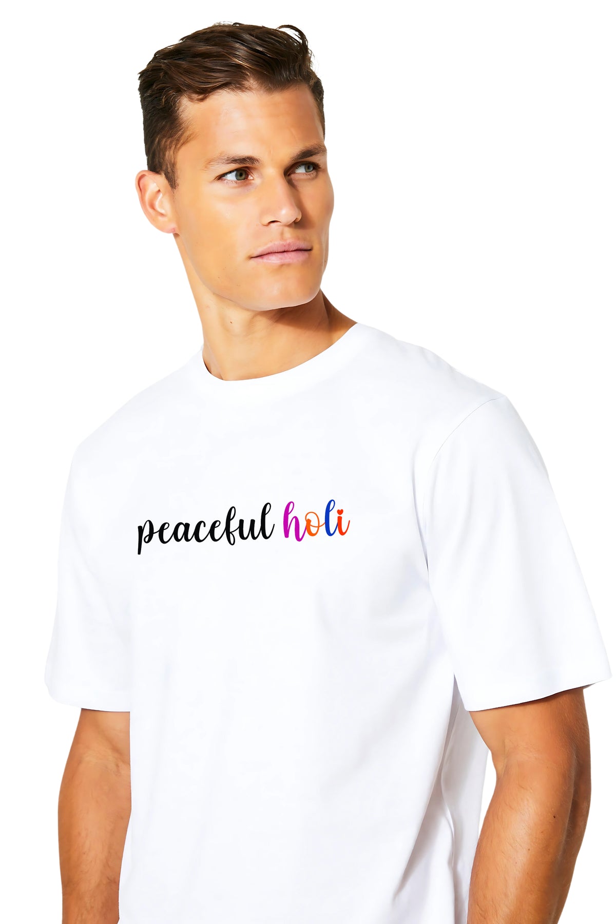 Colorful Dog Graphic Holi Unisex Polyester T-Shirt