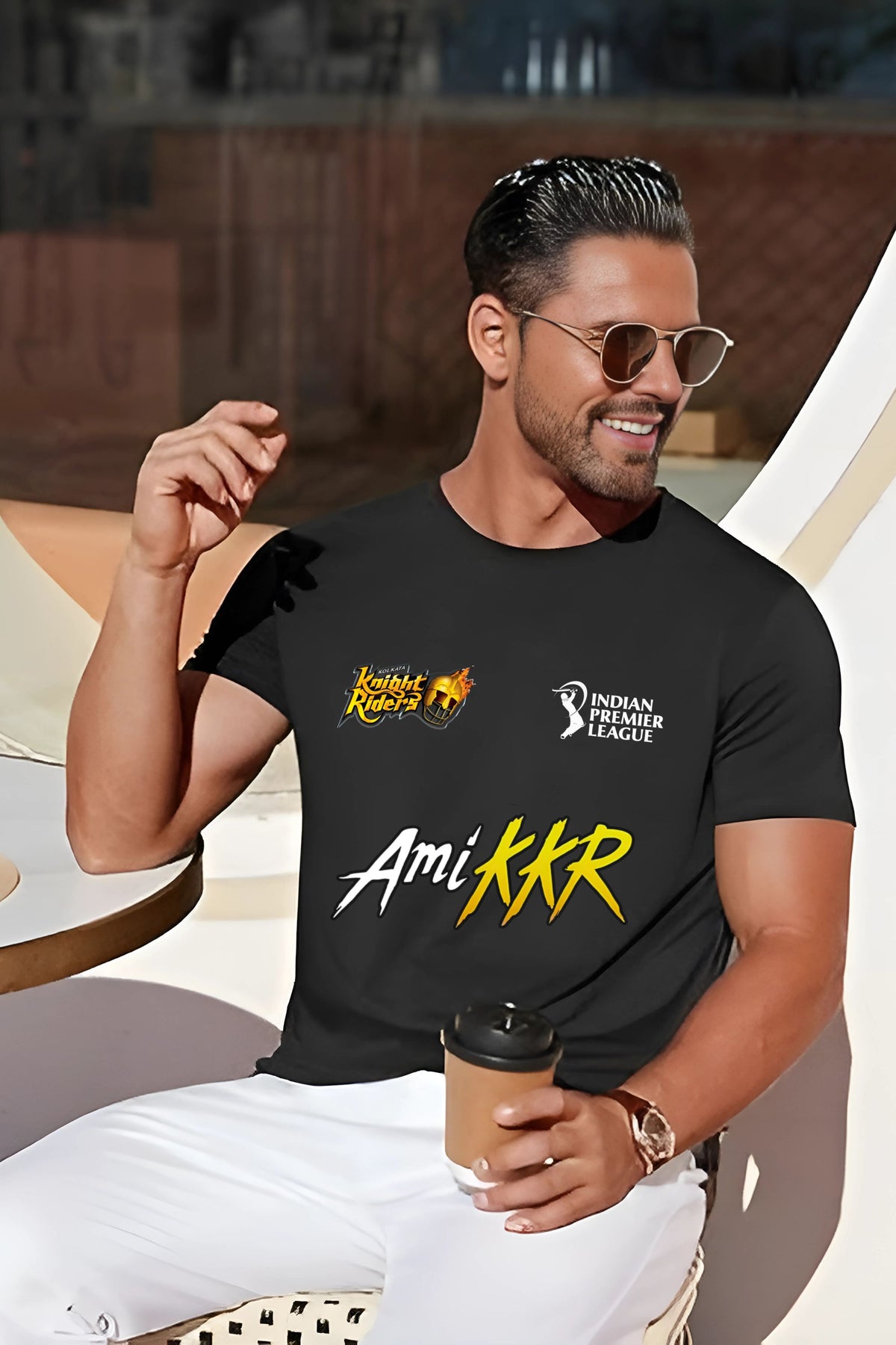 Kolkata Knight Riders Cricket Team Fan T-Shirt, Round Neck, Both Side Print