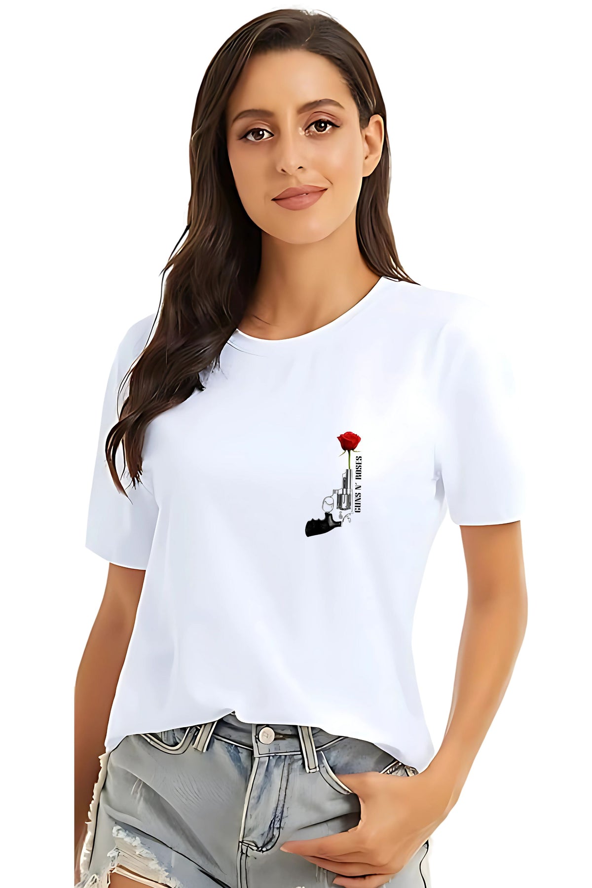"Guns And Roses" Slash Graphics on T-Shirt Back and Front Side