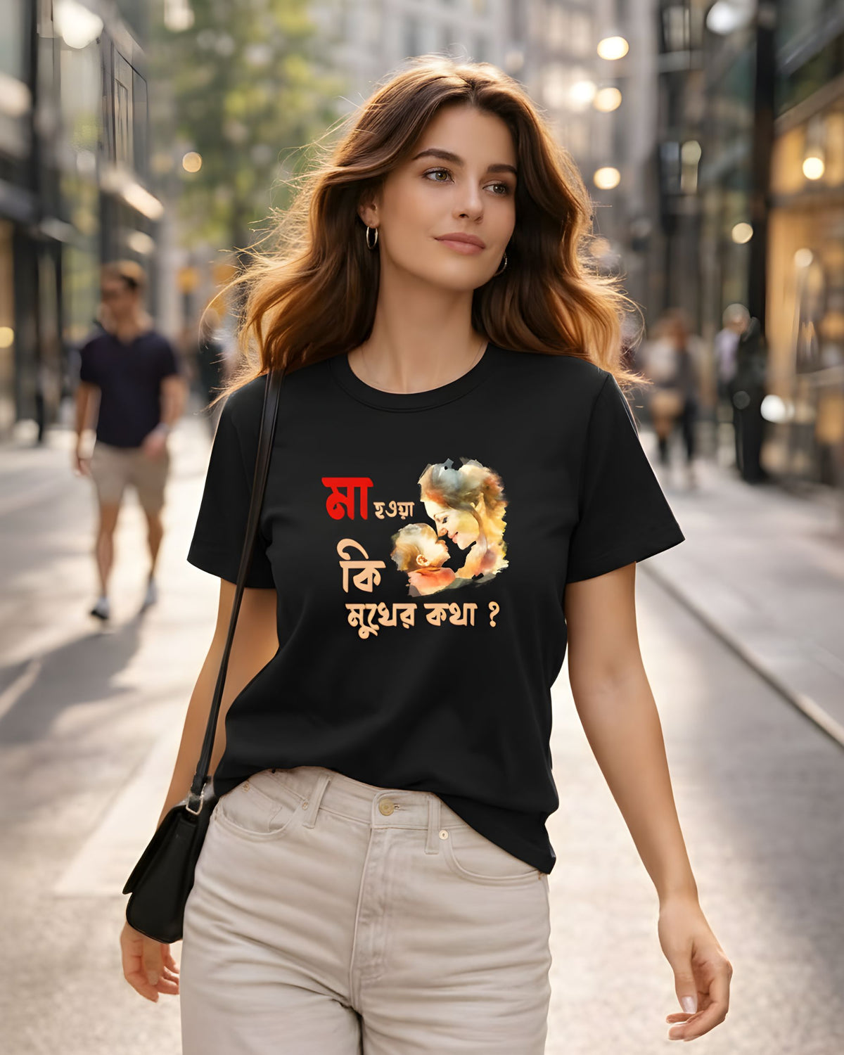 Women Graphic Print, Typography Round Neck Pure Cotton Black T-Shirt