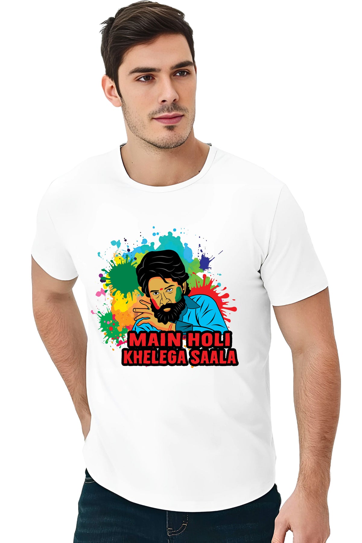 Pushparaj Bengali Unisex Holi Colourful Paint Splash Design Polyester Tshirt