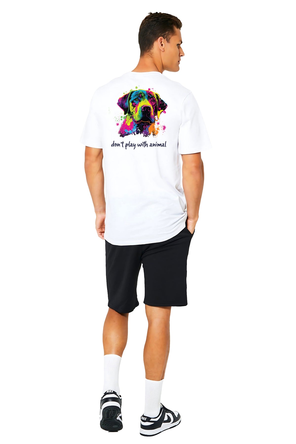 Colorful Dog Graphic Holi Unisex Polyester T-Shirt