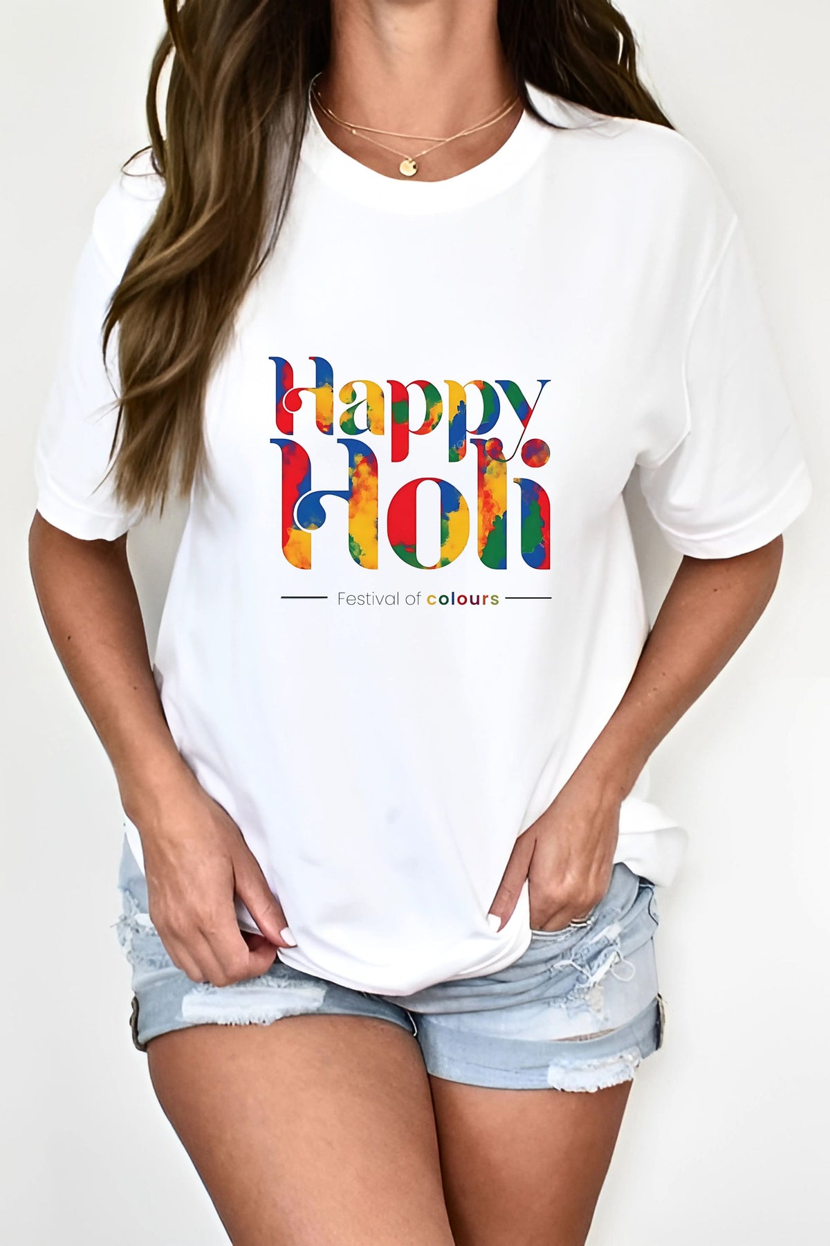 Happy Holi Festival of Colours White Unisex Polyester T-Shirt