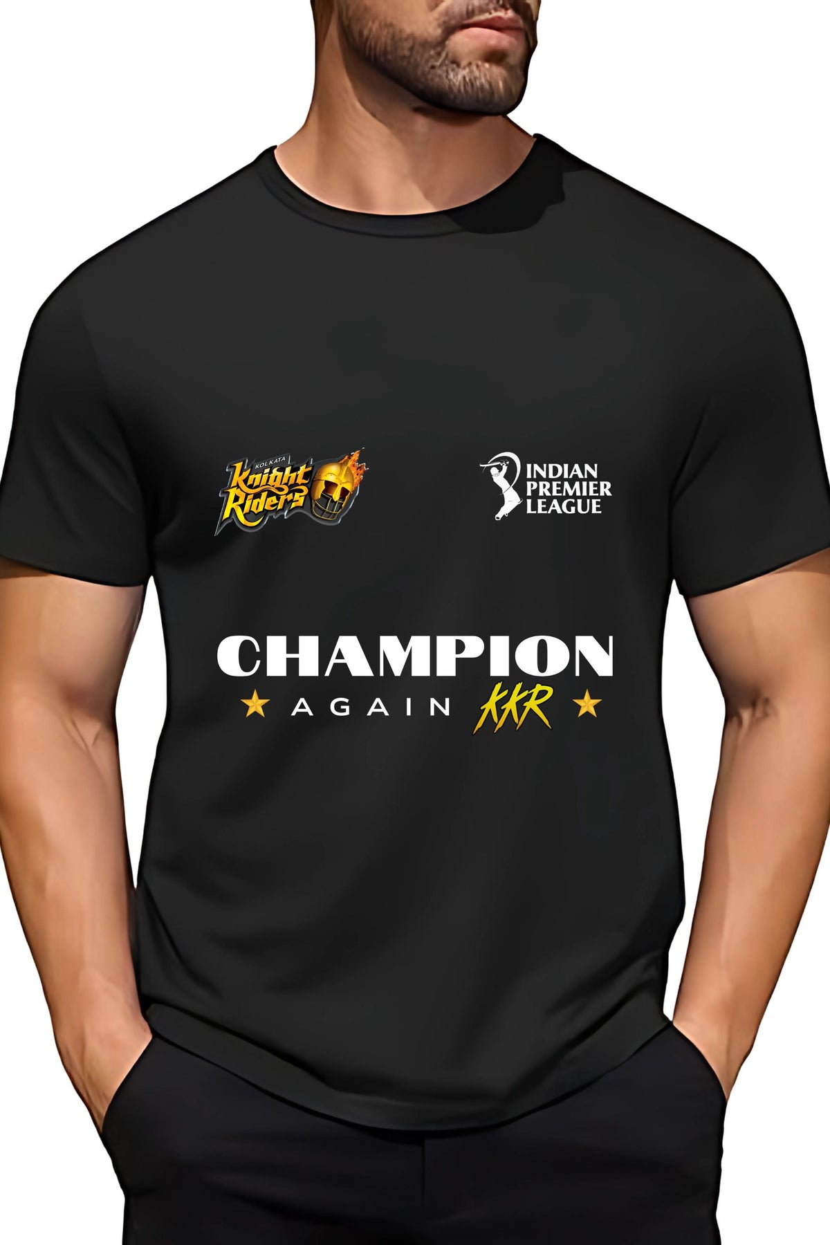 Kolkata Knight Riders Cricket Team Fan T-Shirt, Polyester Round Neck, Both Side Print
