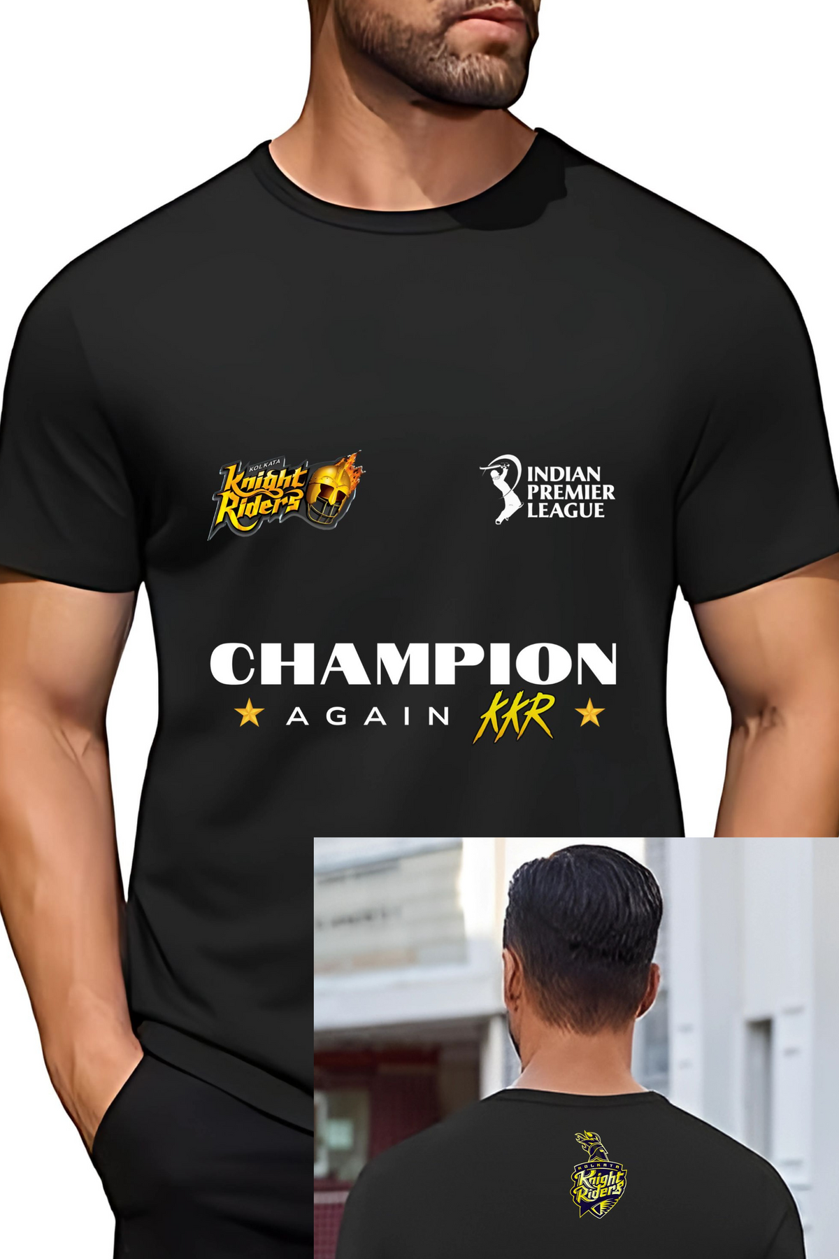 Kolkata Knight Riders Cricket Team Fan T-Shirt, Polyester Round Neck, Both Side Print