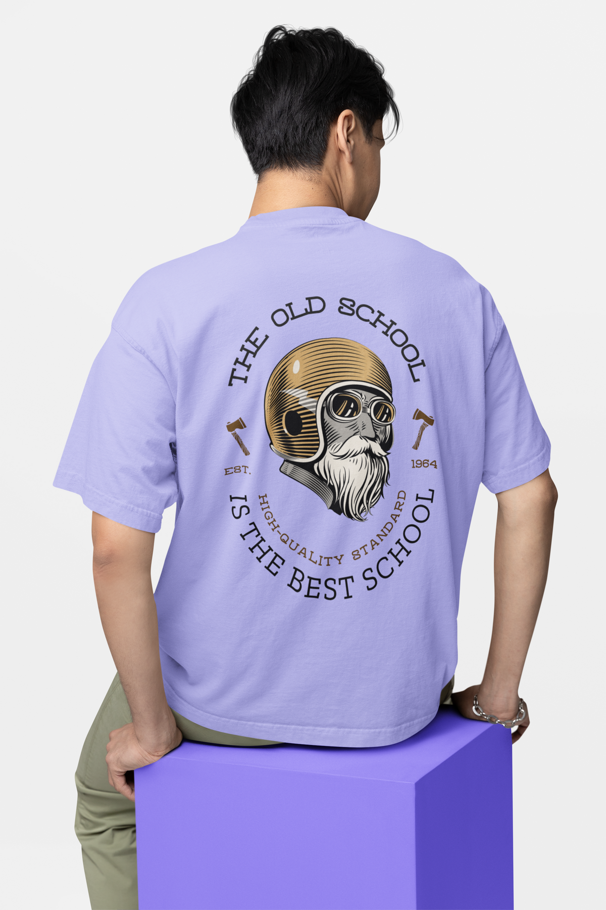 BRATMA Men's Old School Printed Oversized T-shirt