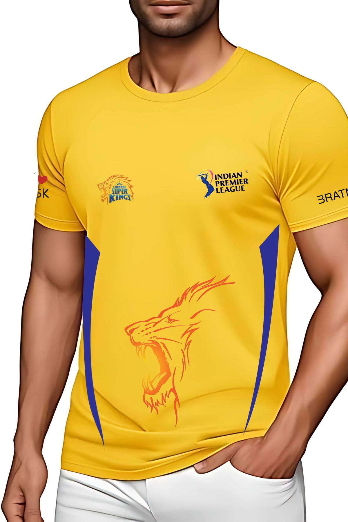 Chennai Super Kings Official IPL Cricket T-Shirt, IPL Cricket Jersey, Yellow with Lion Logo, Indian Premier League Official T-Shirt