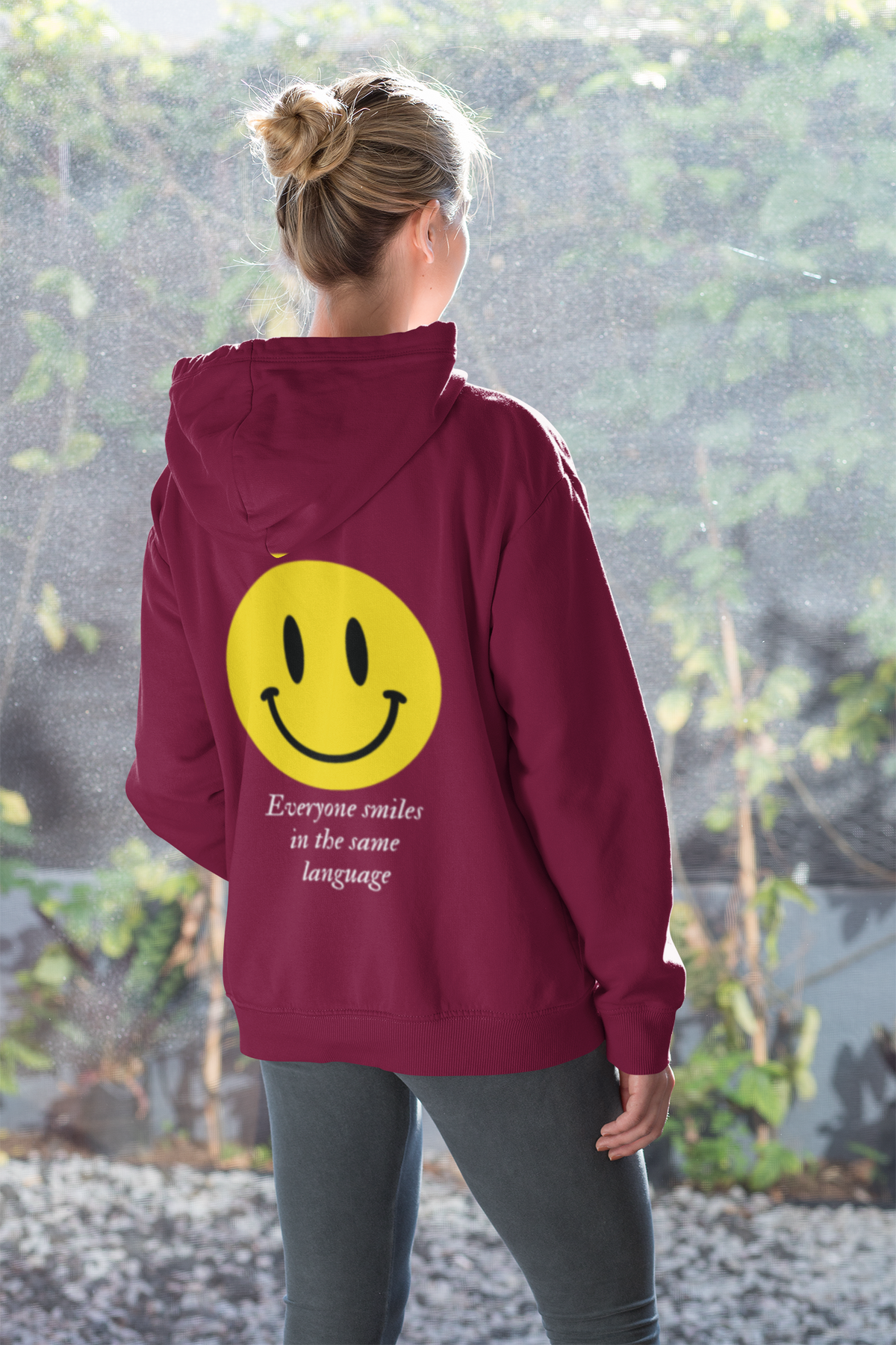 MAROON SMILEY HOODIE FOR WOMEN