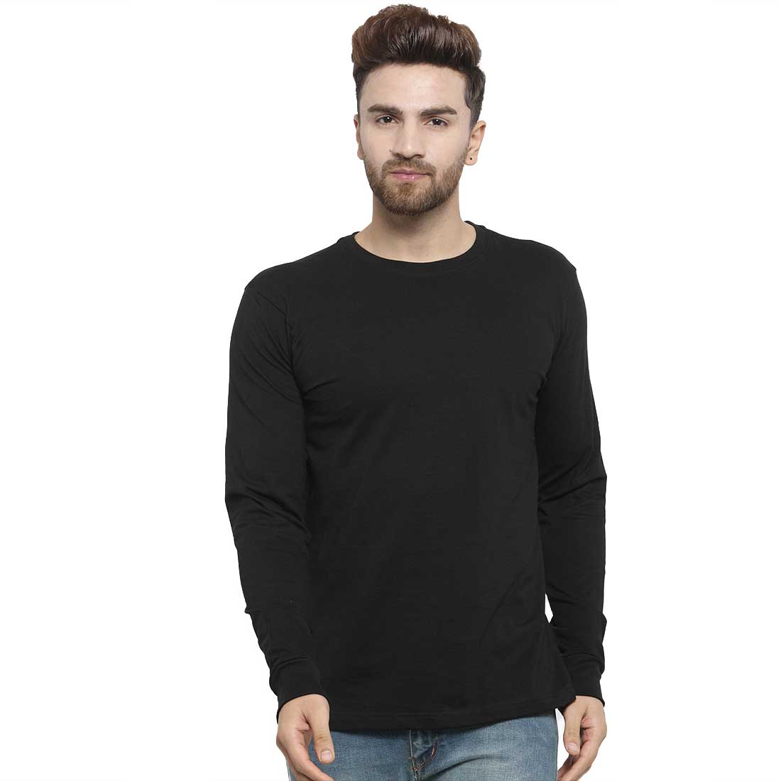 Men Full Sleeves Plain T-Shirt
