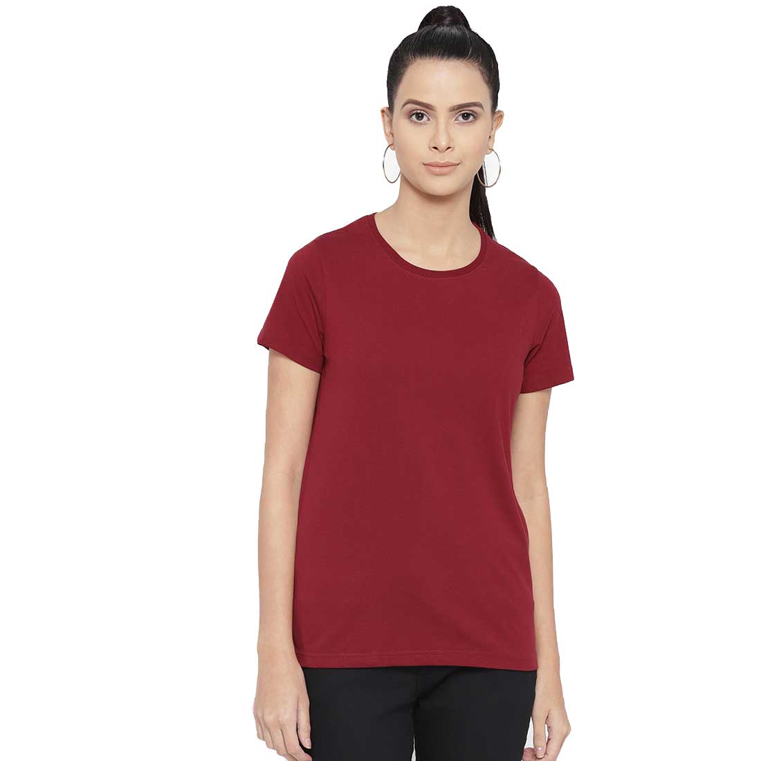 Women Half Sleeves Plain T-Shirt