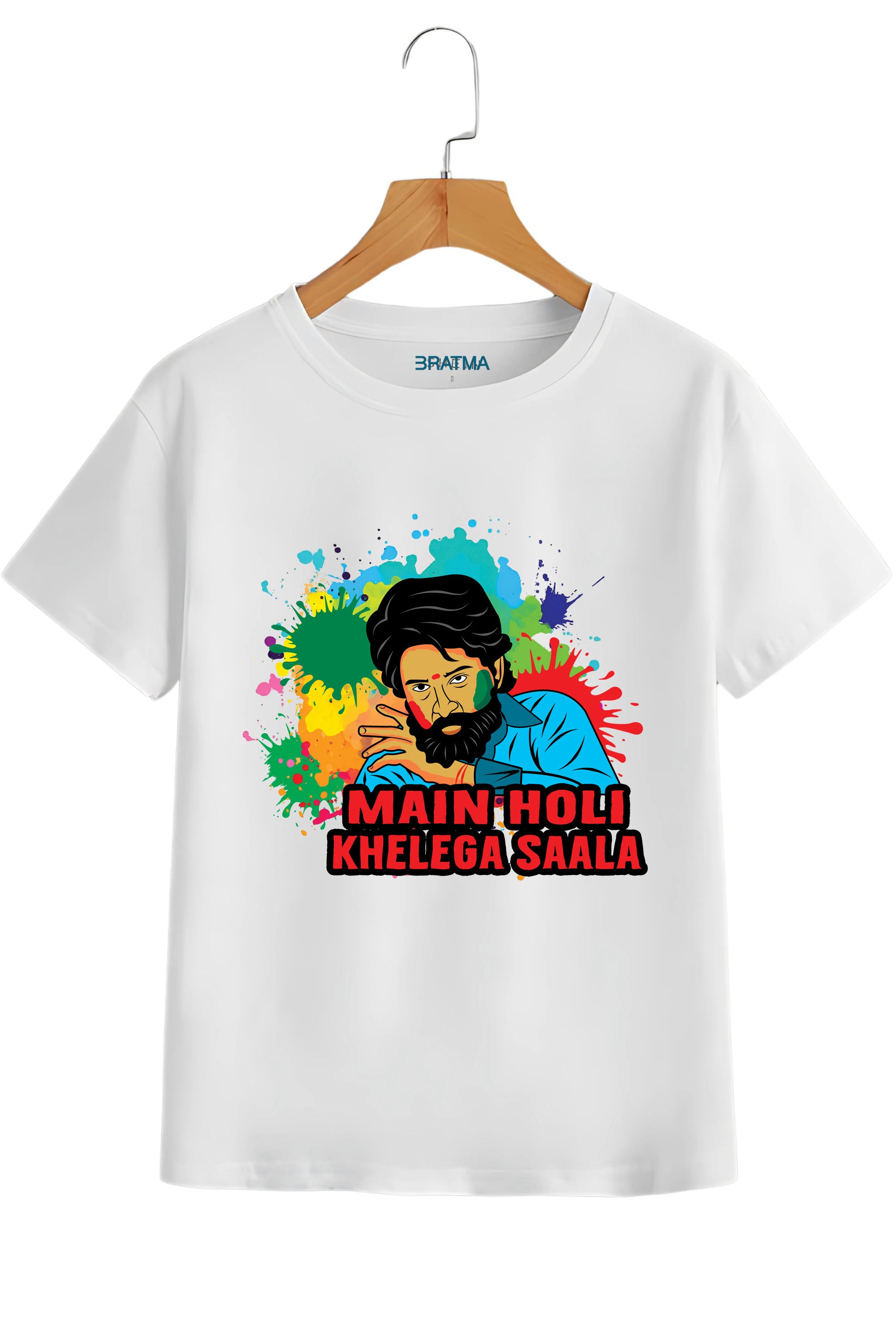 Pushparaj Bengali Unisex Holi Colourful Paint Splash Design Polyester Tshirt