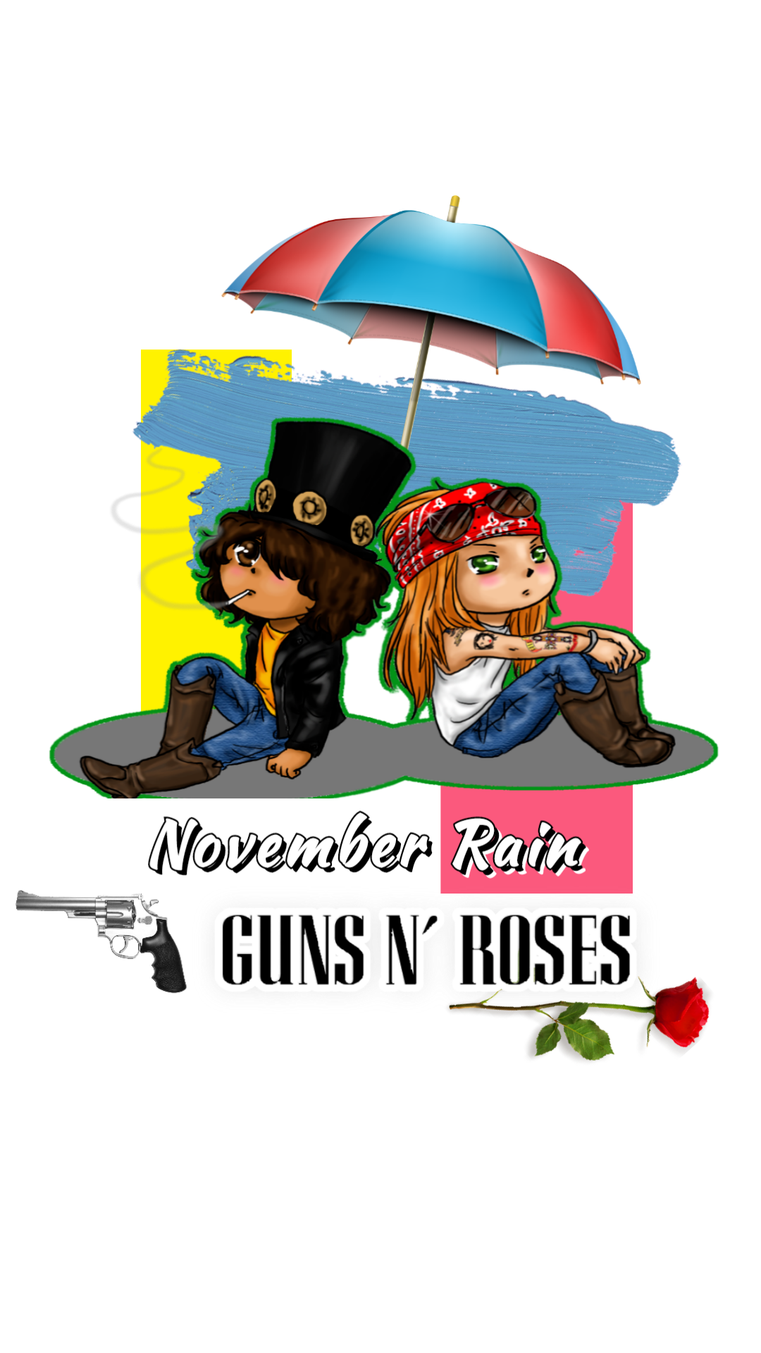 Guns And Roses Printed on T-Shirt | November Rain