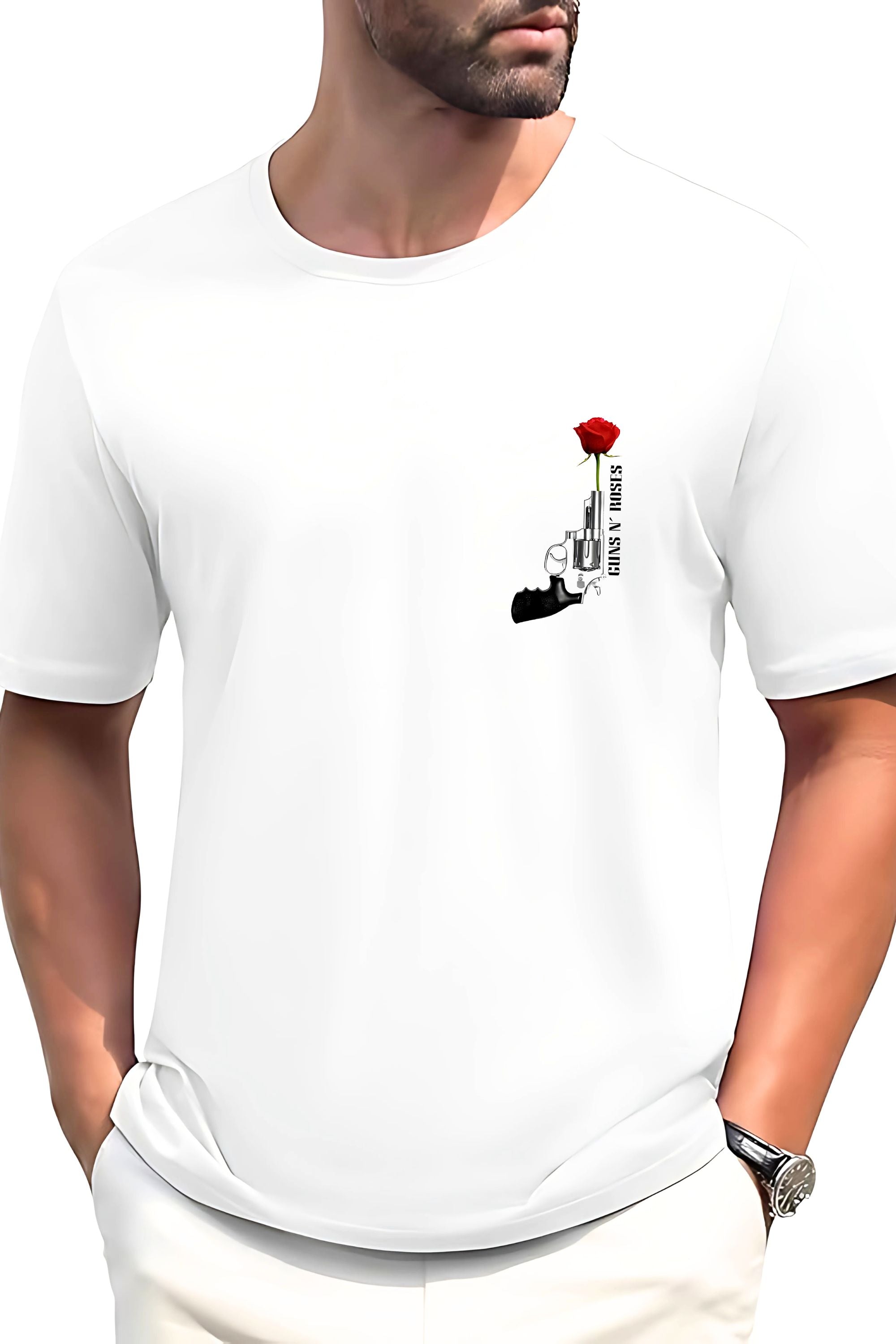 "Guns And Roses" Slash Graphics on T-Shirt Back and Front Side