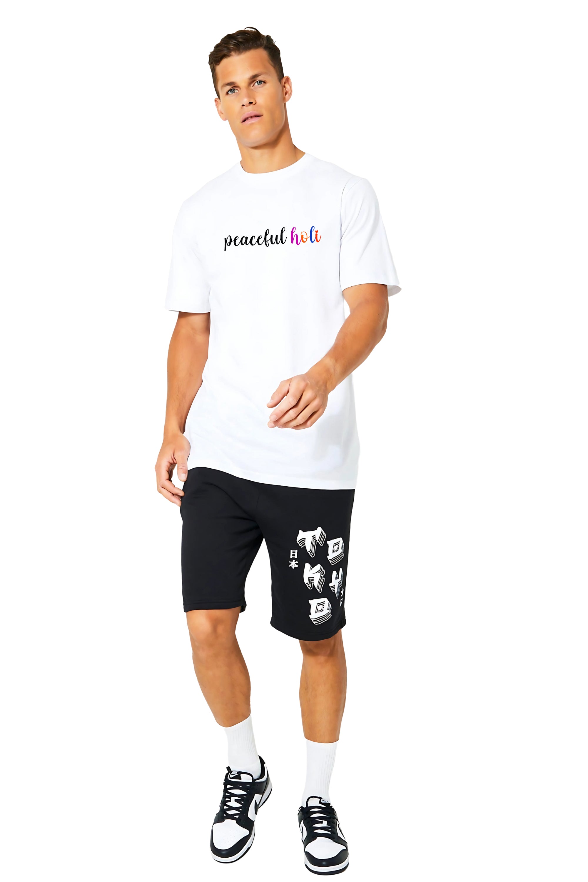 Colorful Dog Graphic Holi Unisex Polyester T-Shirt