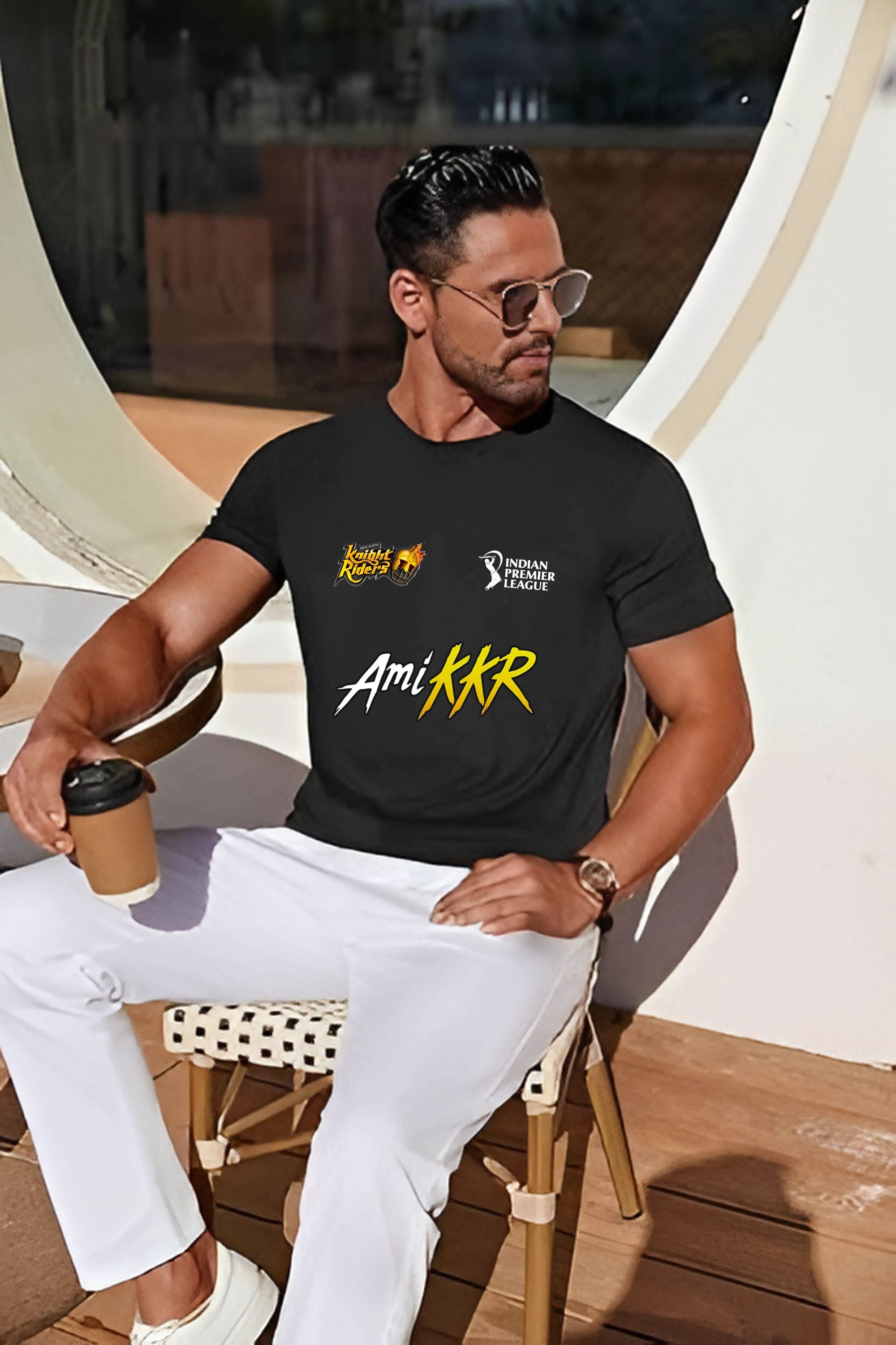 Kolkata Knight Riders Cricket Team Fan T-Shirt, Round Neck, Both Side Print
