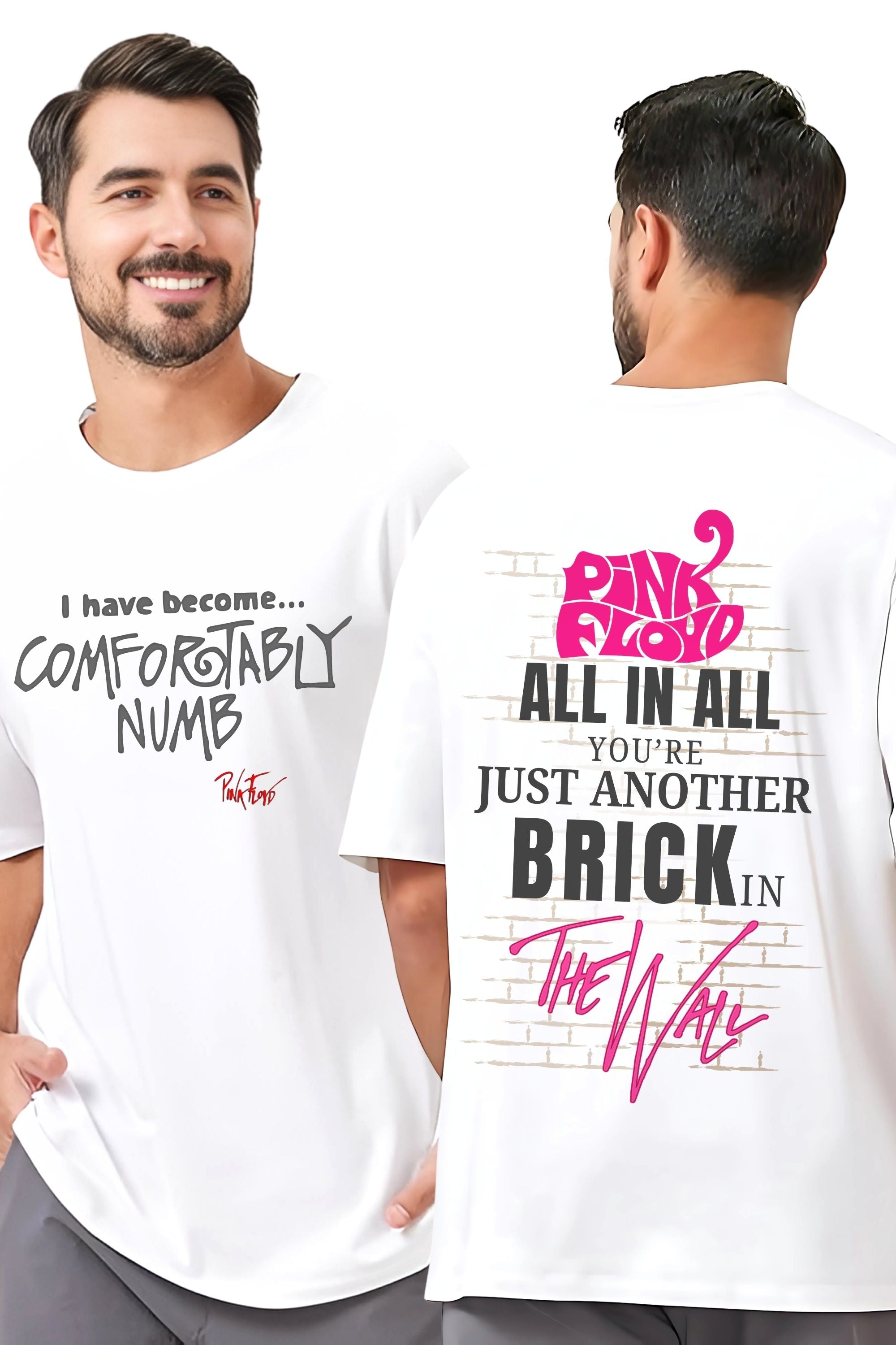 Pink Floyd The Wall Oversized T-Shirt, Music Band Tee, White