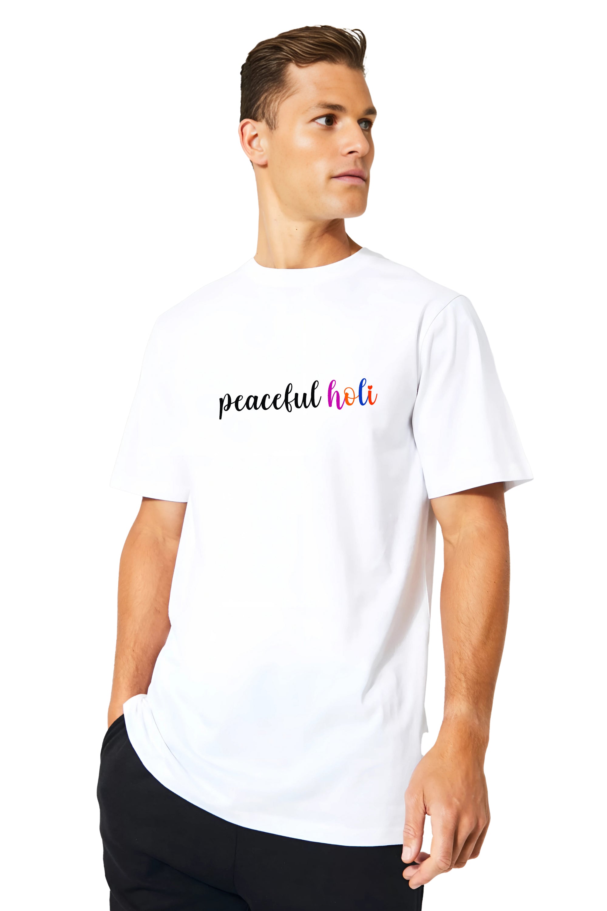 Colorful Dog Graphic Holi Unisex Polyester T-Shirt