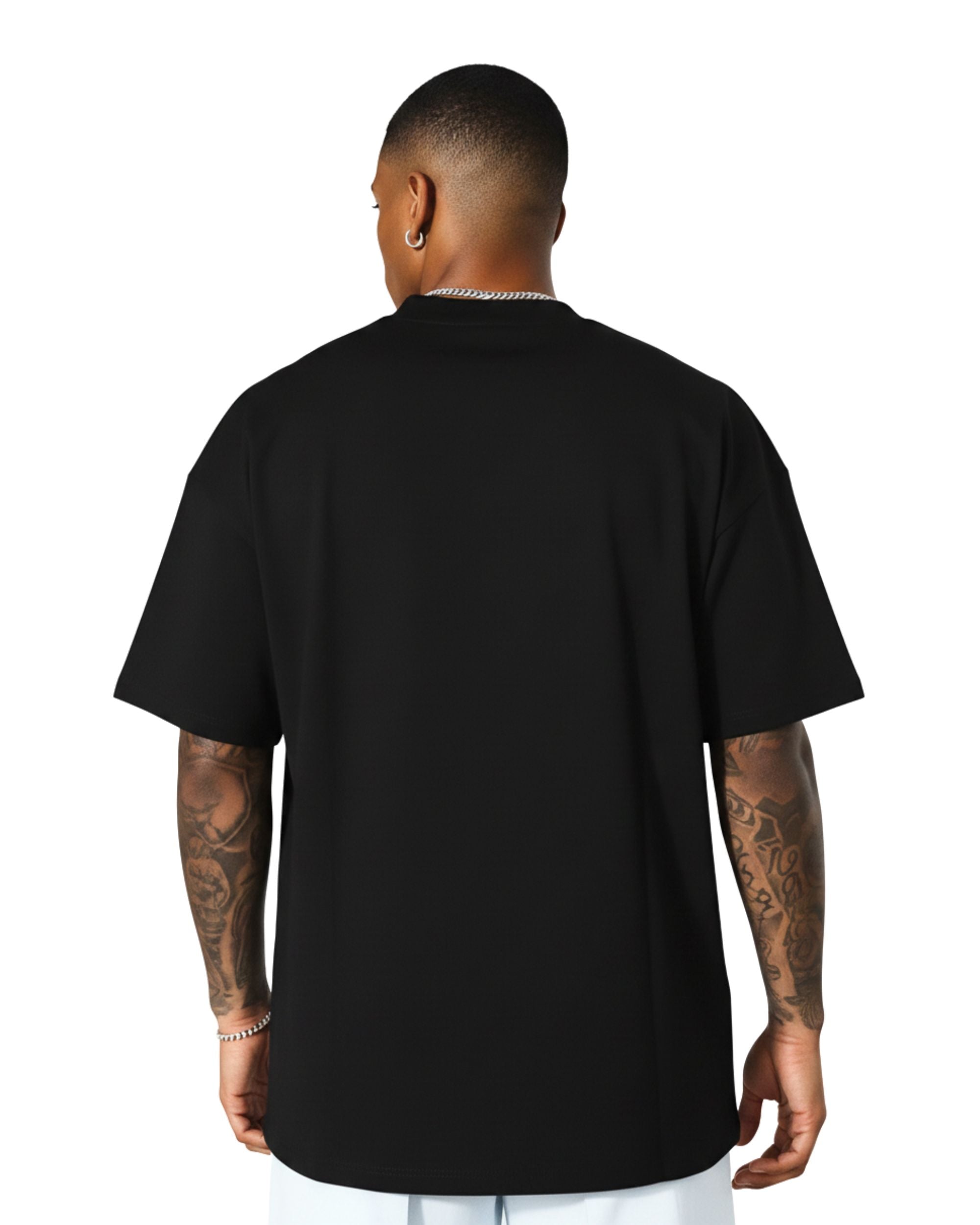 BRATMA Men Graphic Print, Typography, Solid Round Neck Pure Cotton Oversized T-shirt