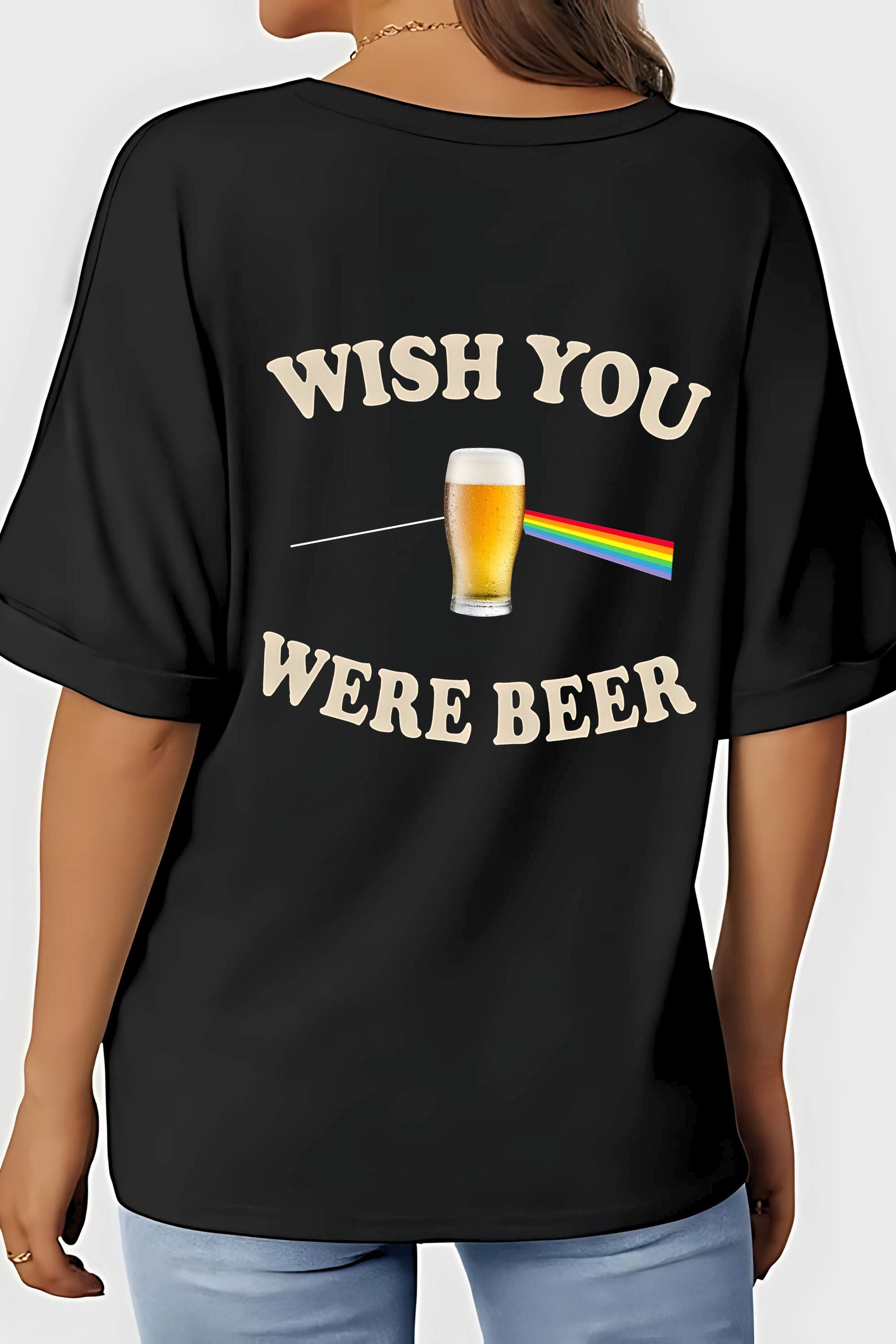 Pink Floyd Wish You were Beer T-Shirt, Black Graphic Print, Dark Side of The Moon Design