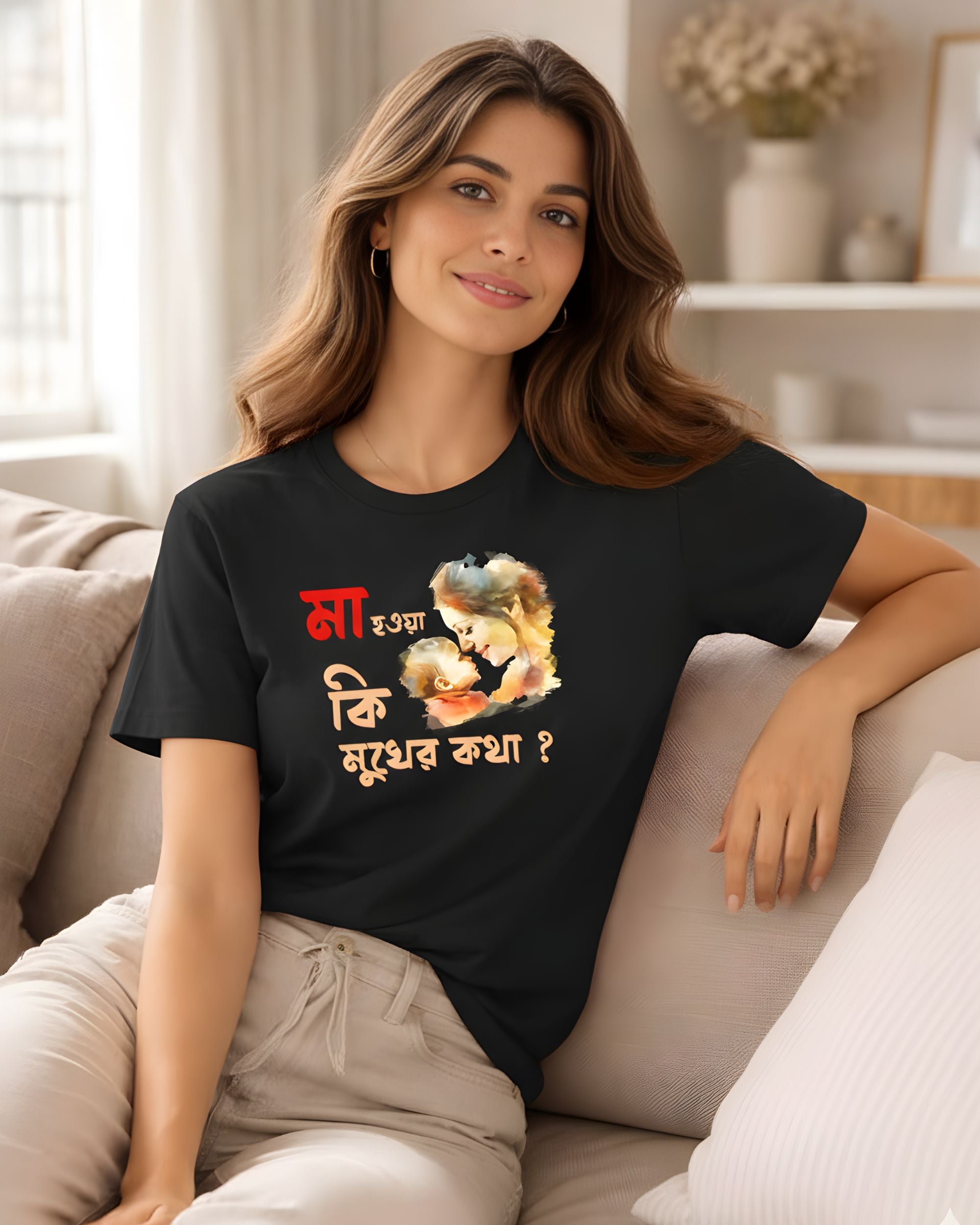 Women Graphic Print, Typography Round Neck Pure Cotton Black T-Shirt