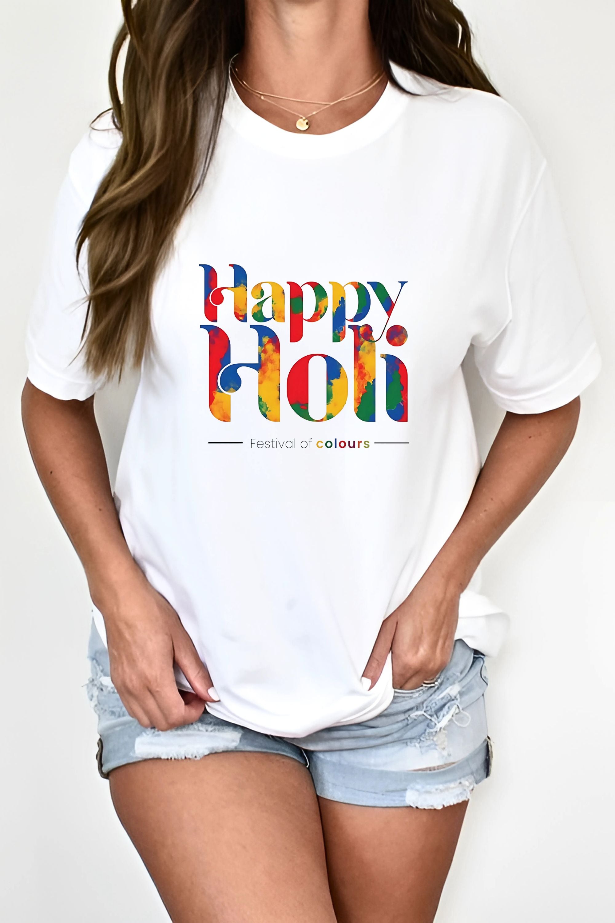 Happy Holi Festival of Colours White Unisex Polyester T-Shirt
