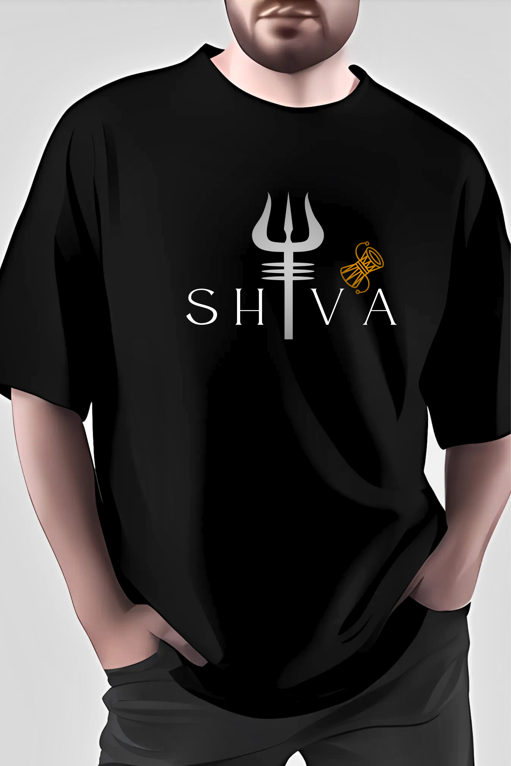 Shiva Printed Oversize Tshirt, Black