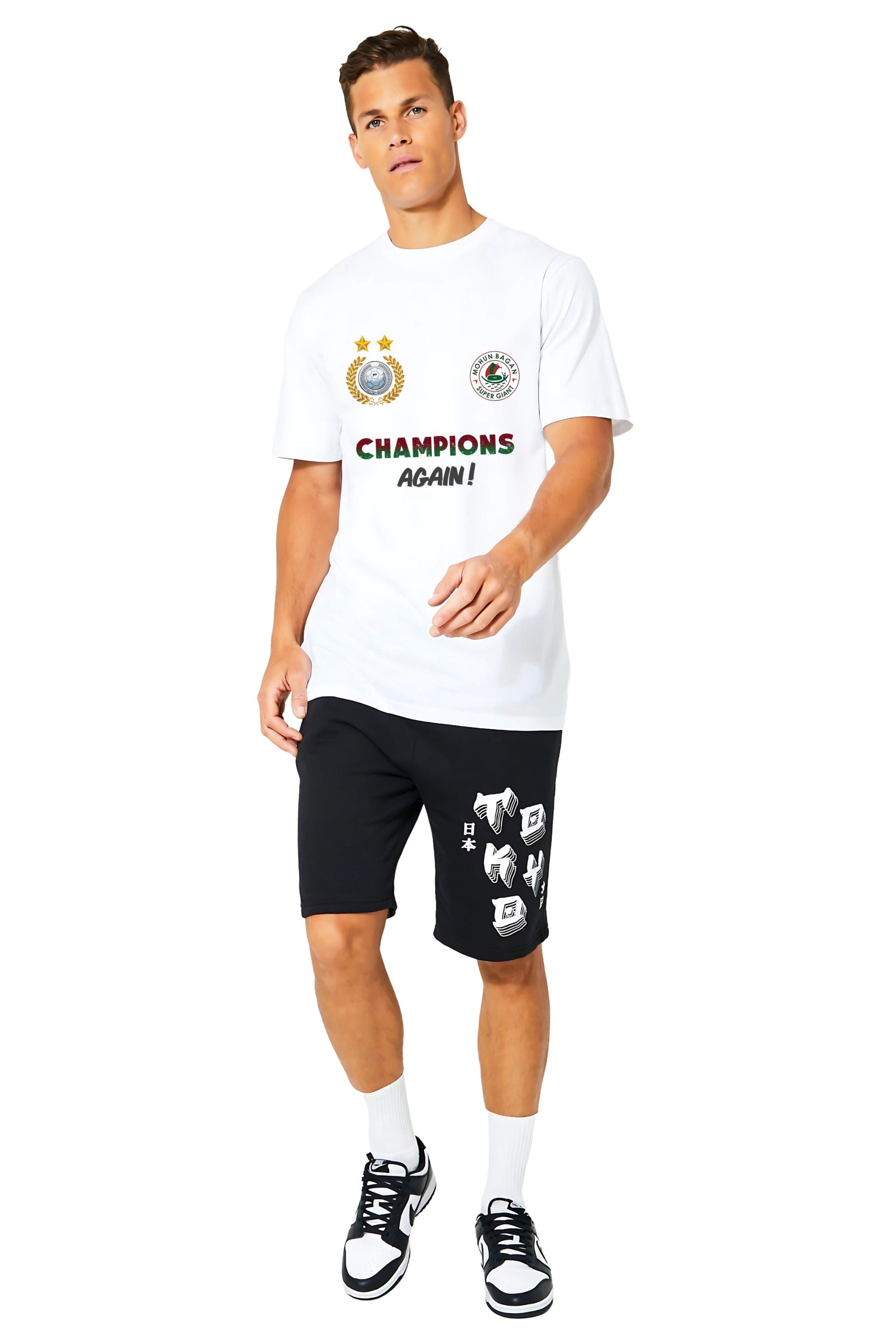 Mohun Bagan Champions Again Sports T-Shirt, Cotton, Crew Neck, Graphic Print