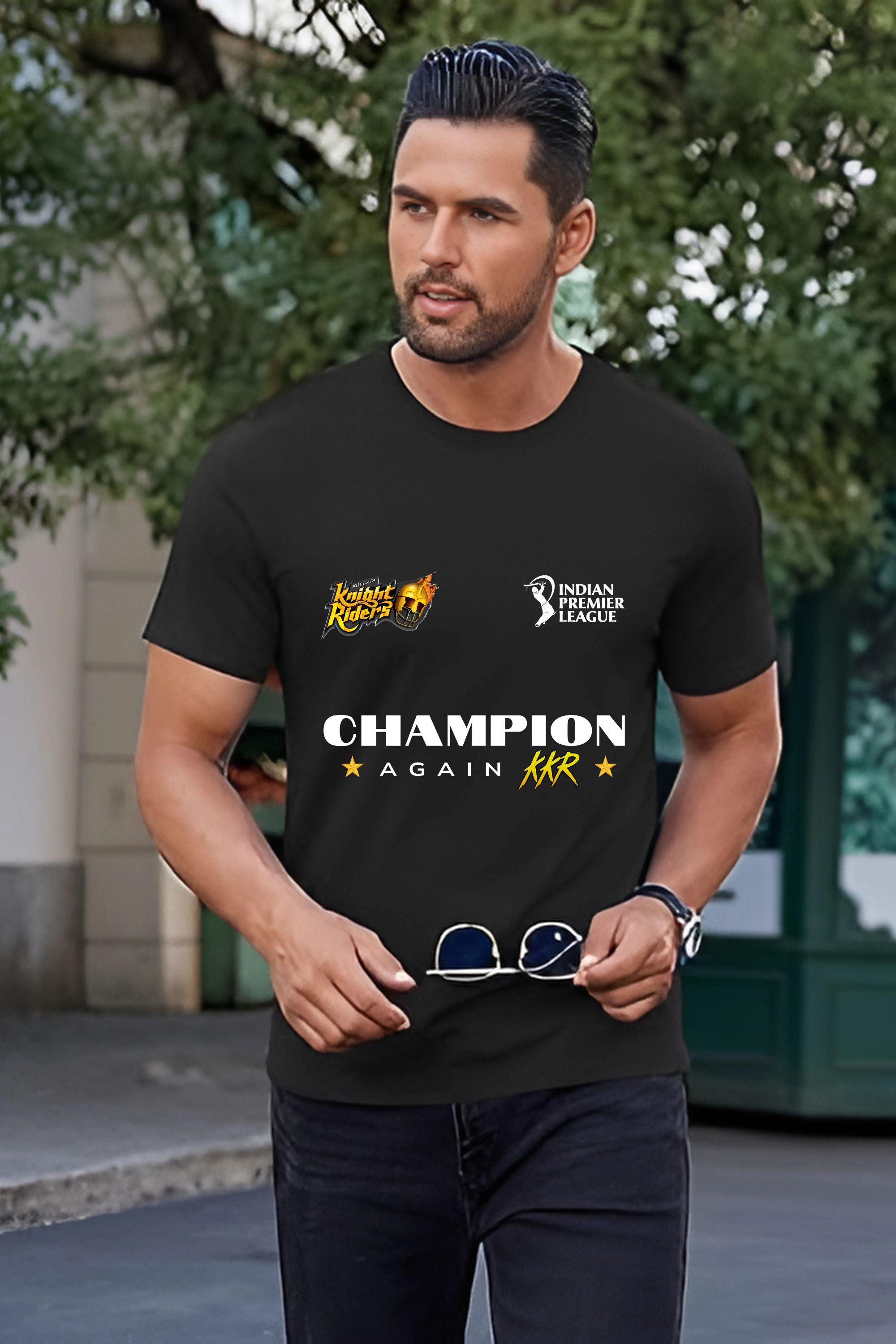 Kolkata Knight Riders Cricket Team Fan T-Shirt, Round Neck, Both Side Print