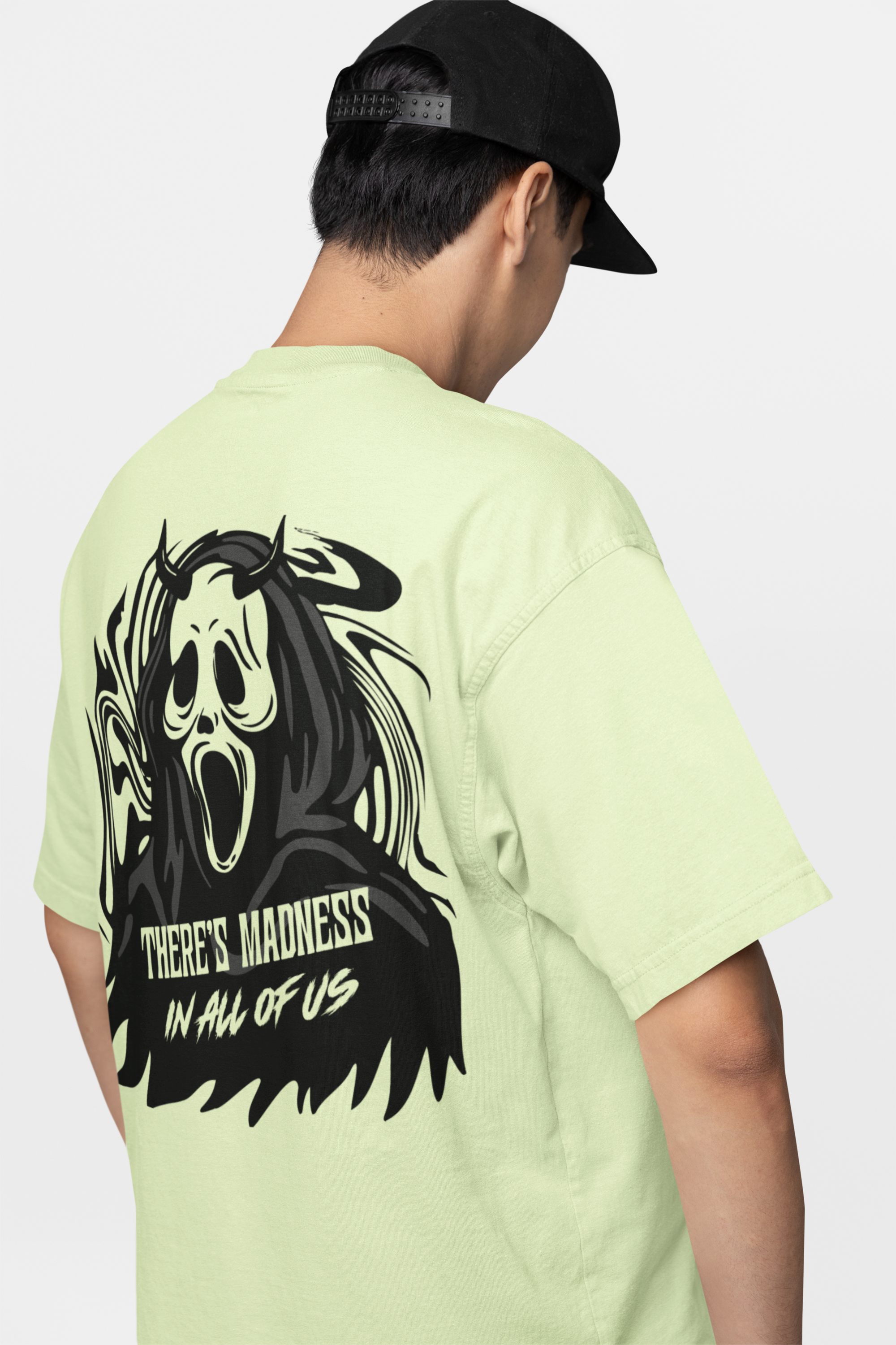 Bratma Trendy Front and Back Horror Theme Printed Oversized Round Neck T-Shirt for Men