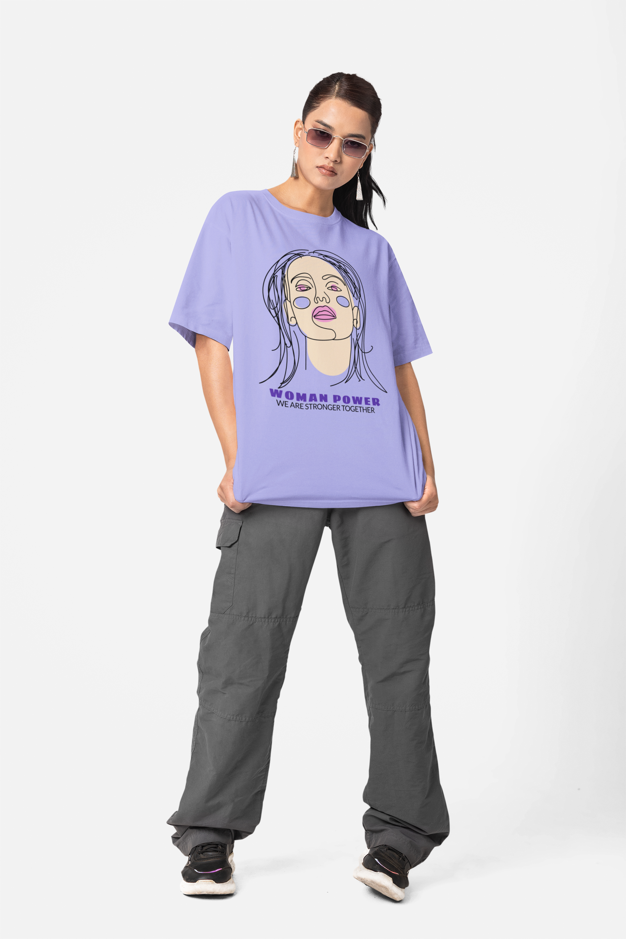 Bratma Trendy Graphics Printed Oversized Round Neck T-Shirt for Women