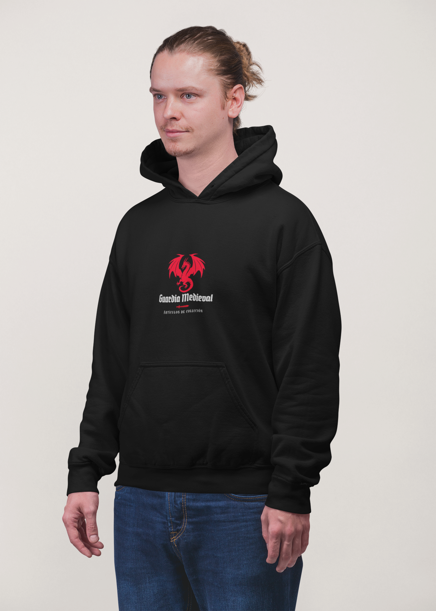 PRINTED BLACK HOODIE FOR UNISEX