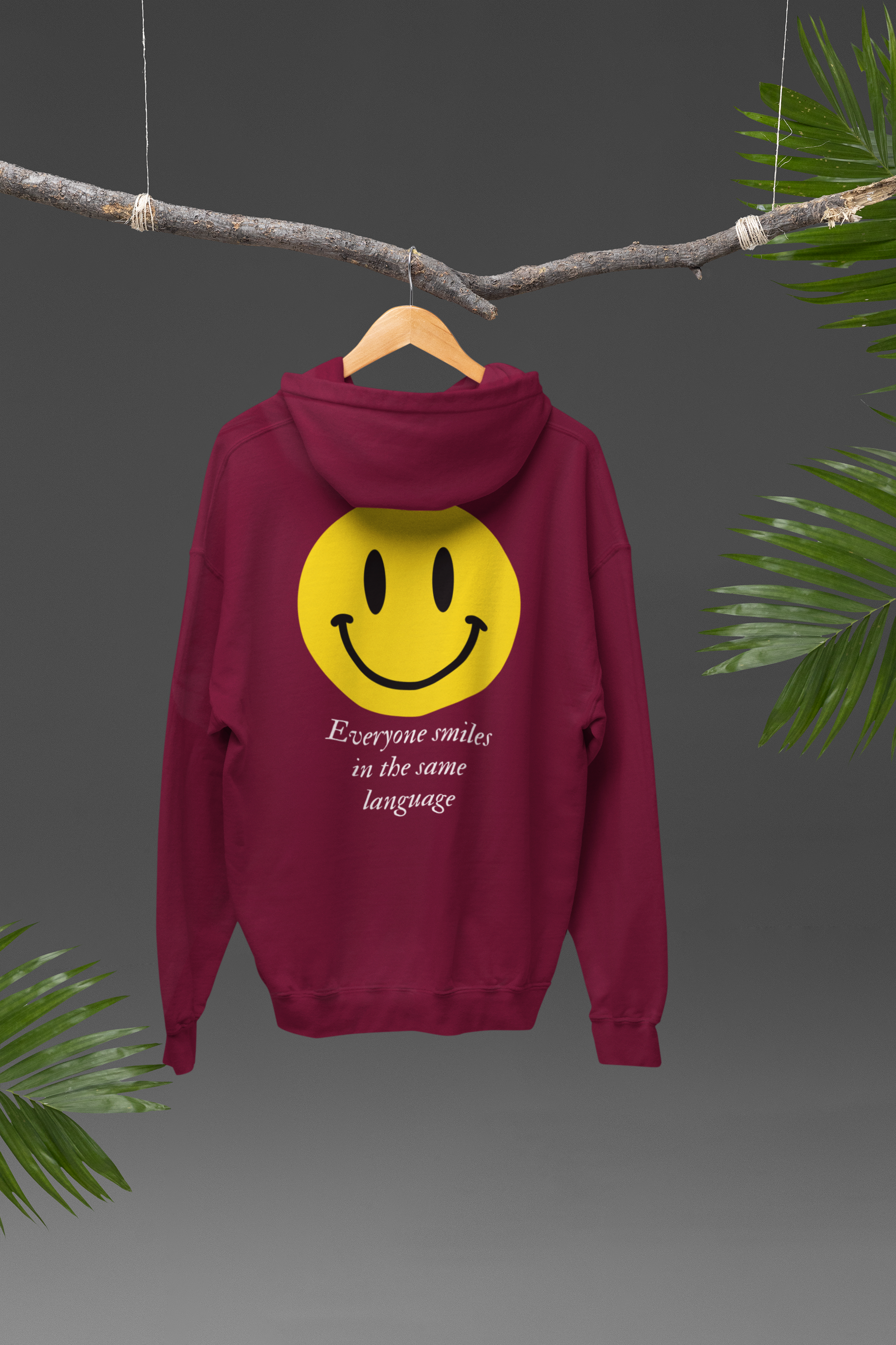 MAROON SMILEY HOODIE FOR WOMEN