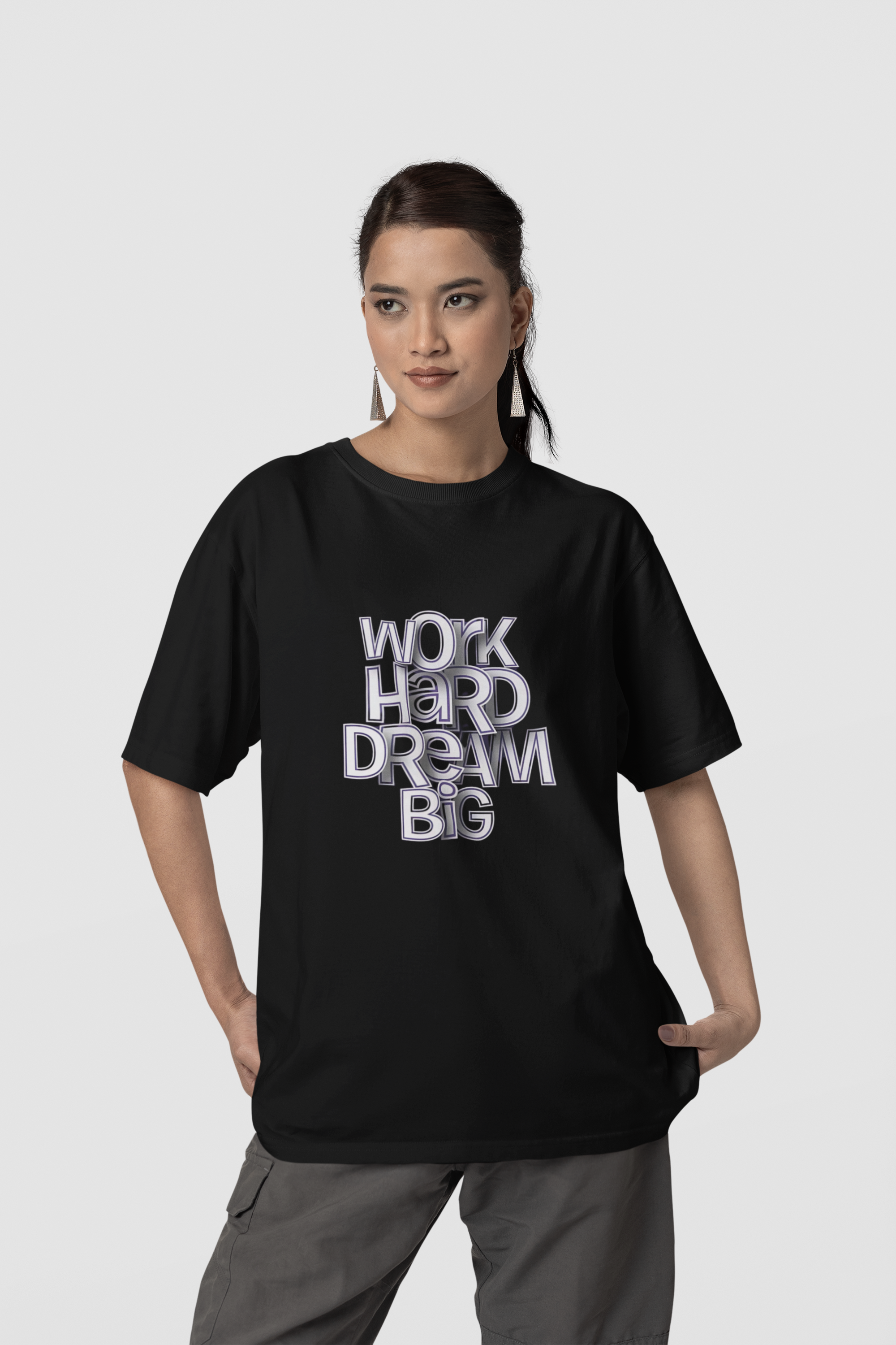 Bratma Trendy Typography Printed Oversized Round Neck T-Shirt for Unisex