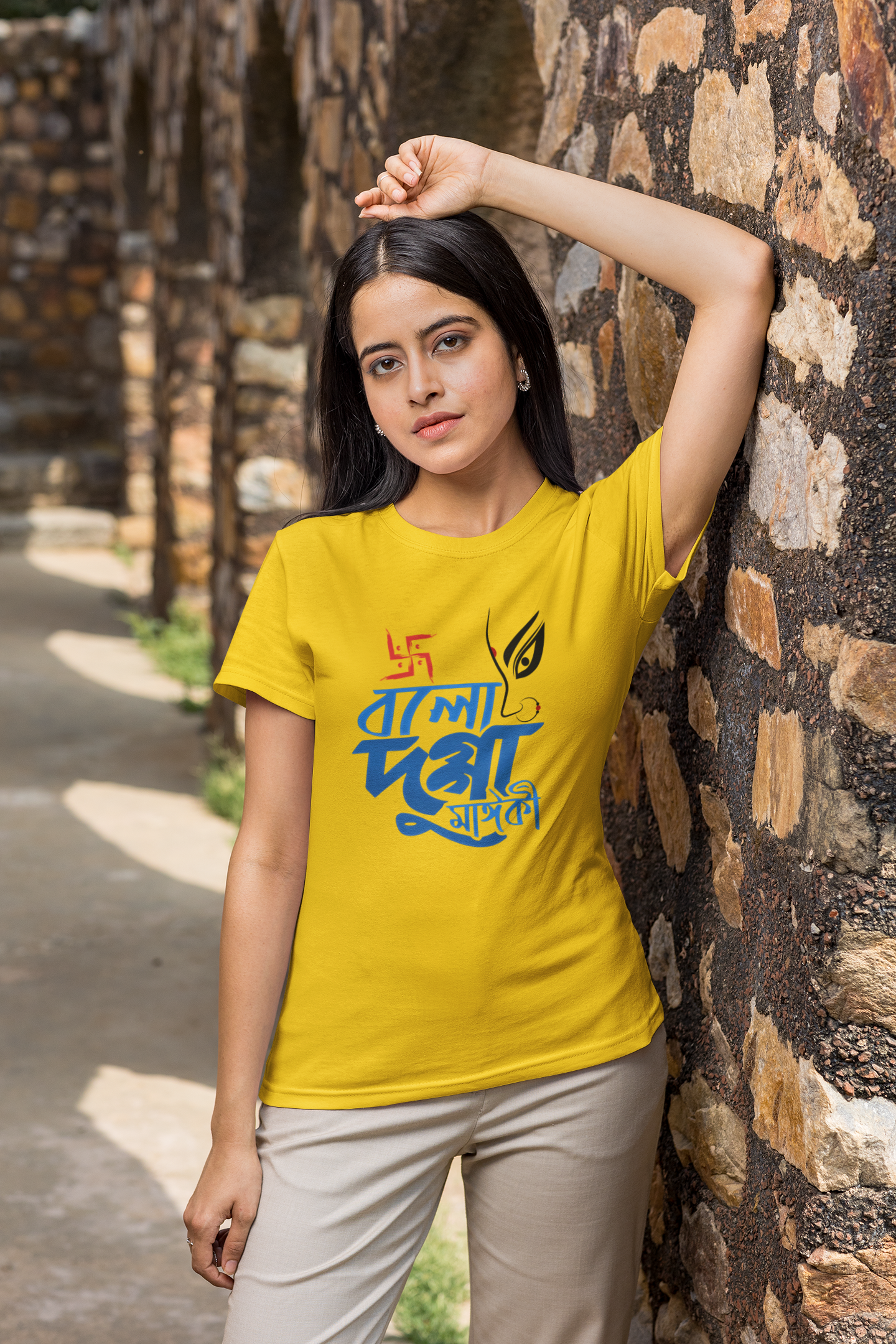 BOLO DURGA MAIKI MUSTERD COLOUR TSHIRT