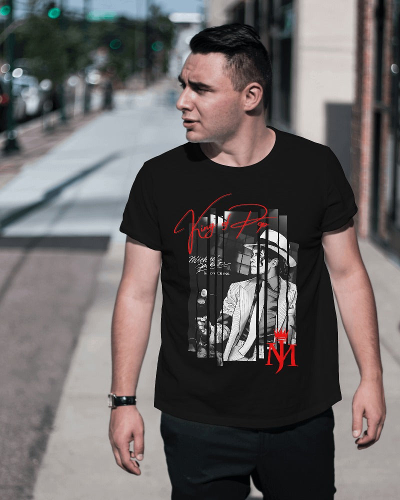 MJ King of Pop Graphics Printed Tshirt Black