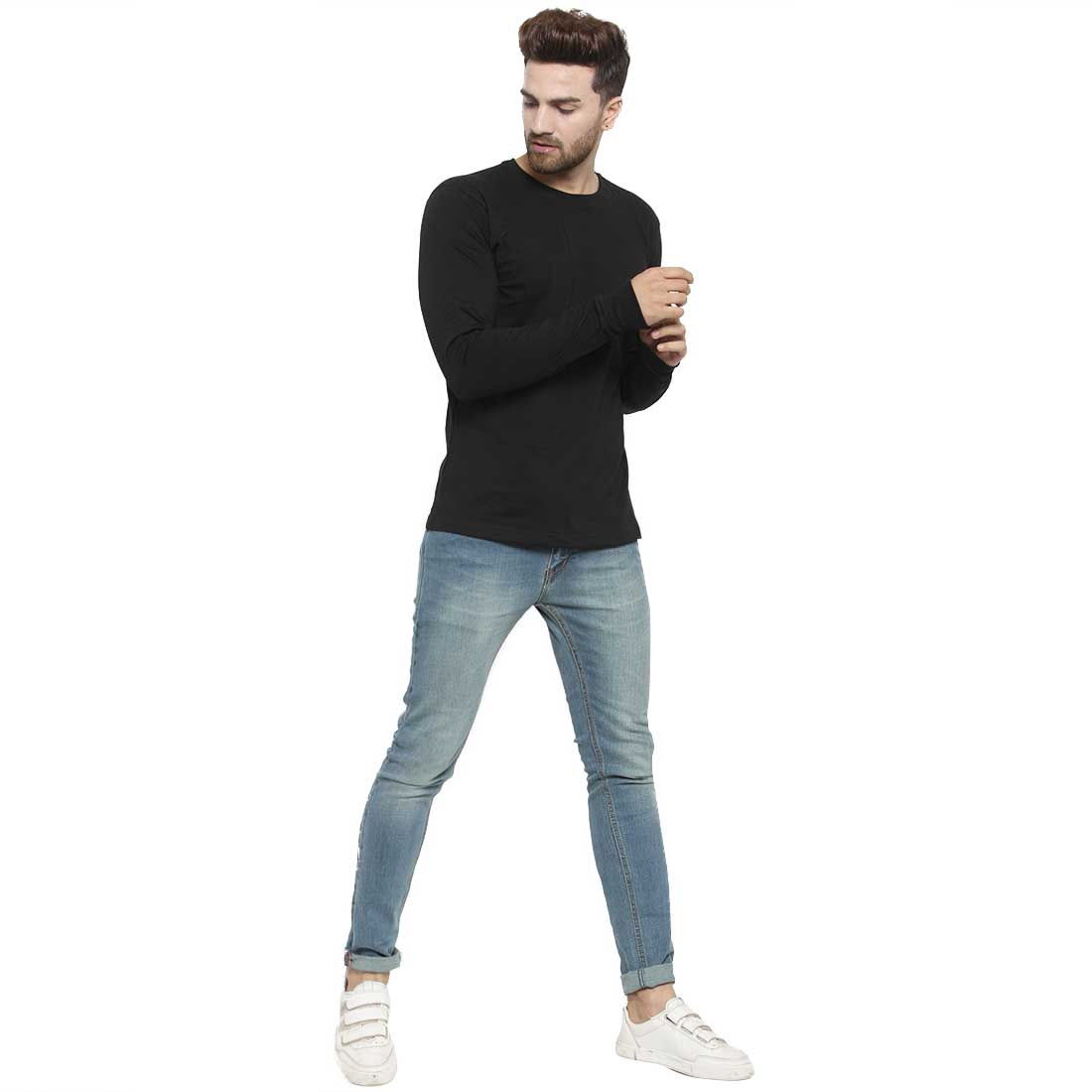 Men Full Sleeves Plain T-Shirt