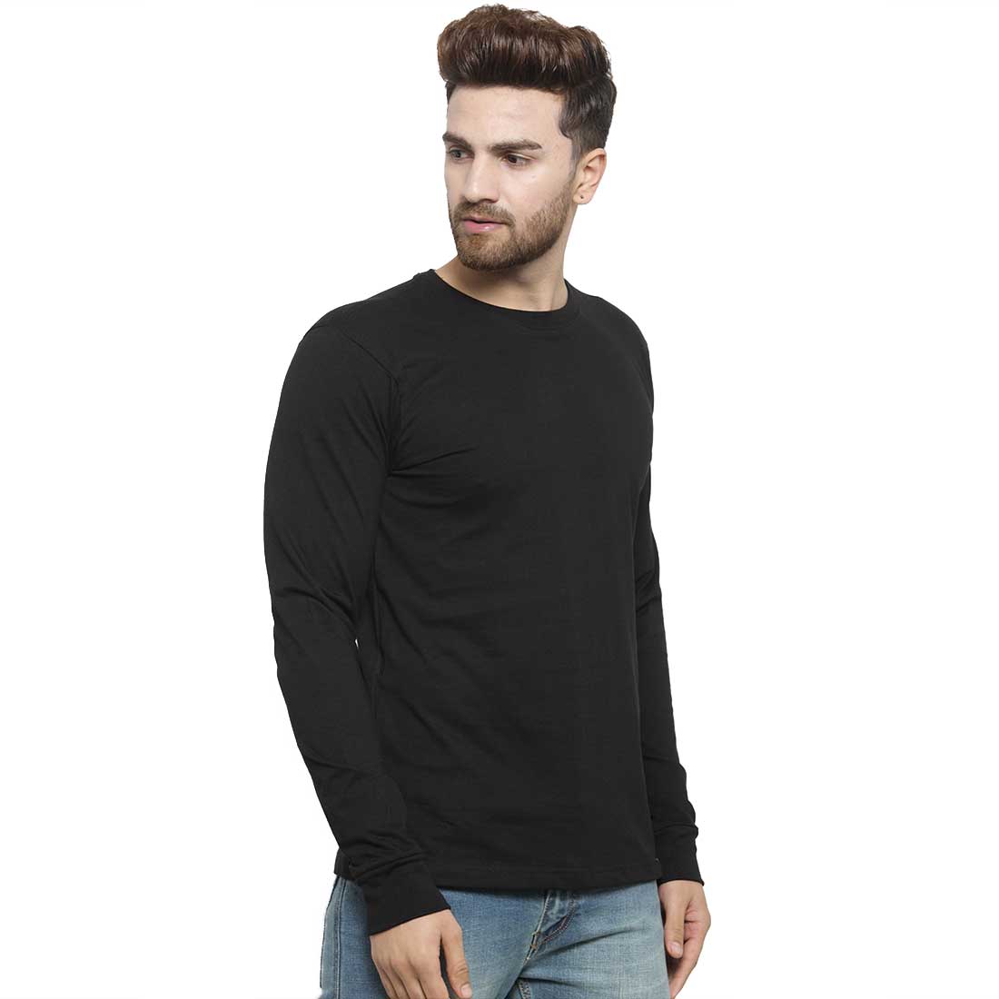 Men Full Sleeves Plain T-Shirt