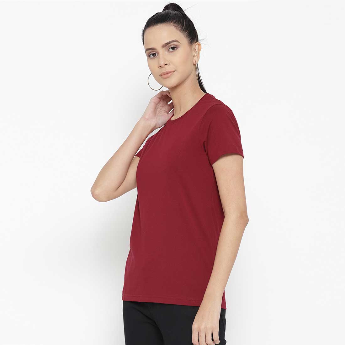 Women Half Sleeves Plain T-Shirt