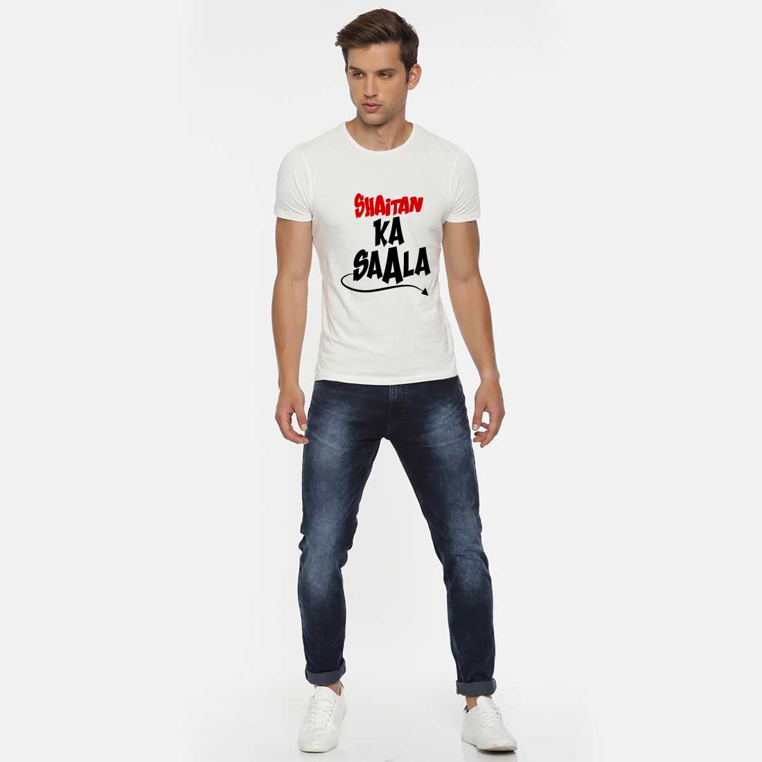 Printed White Men T-Shirt