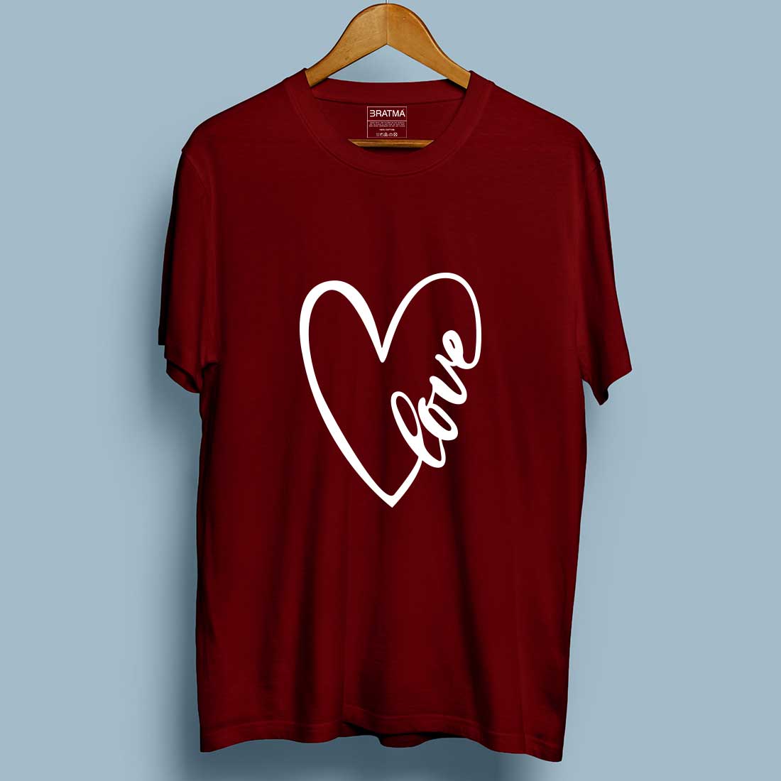 Love Printed Maroon Couple Tees