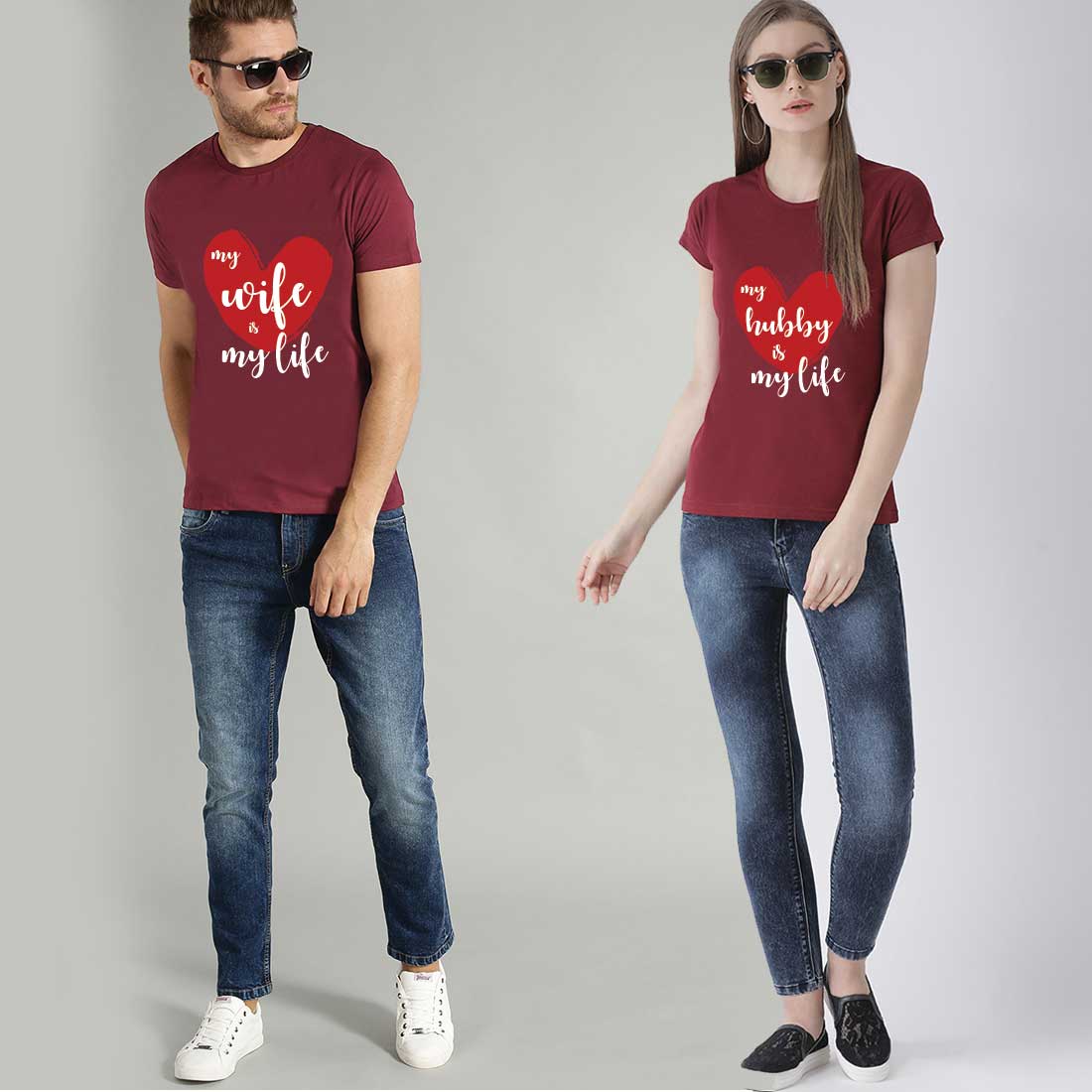 Wife & Hubby Matching Quoted Tshirt for Couple