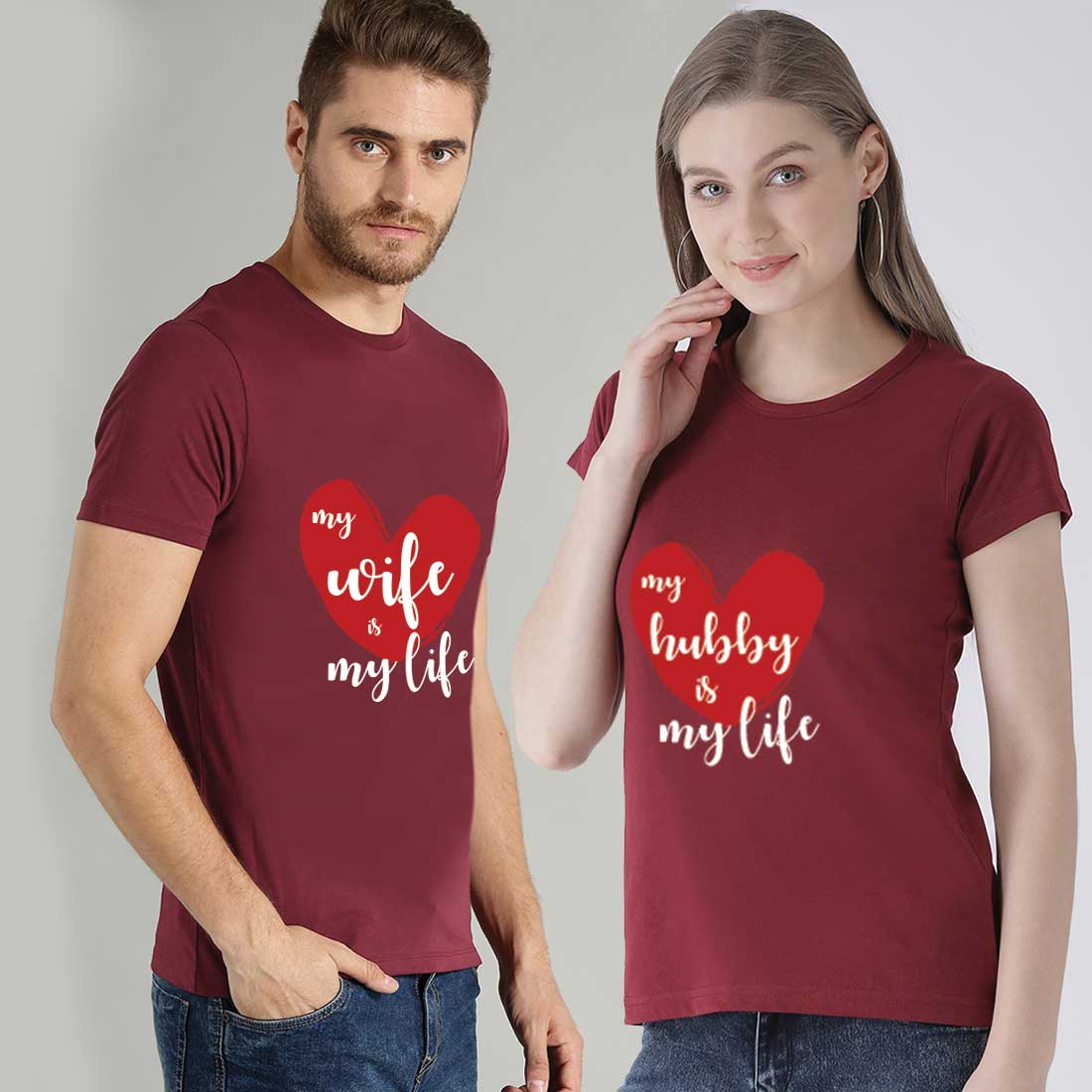 Wife & Hubby Matching Quoted Tshirt for Couple